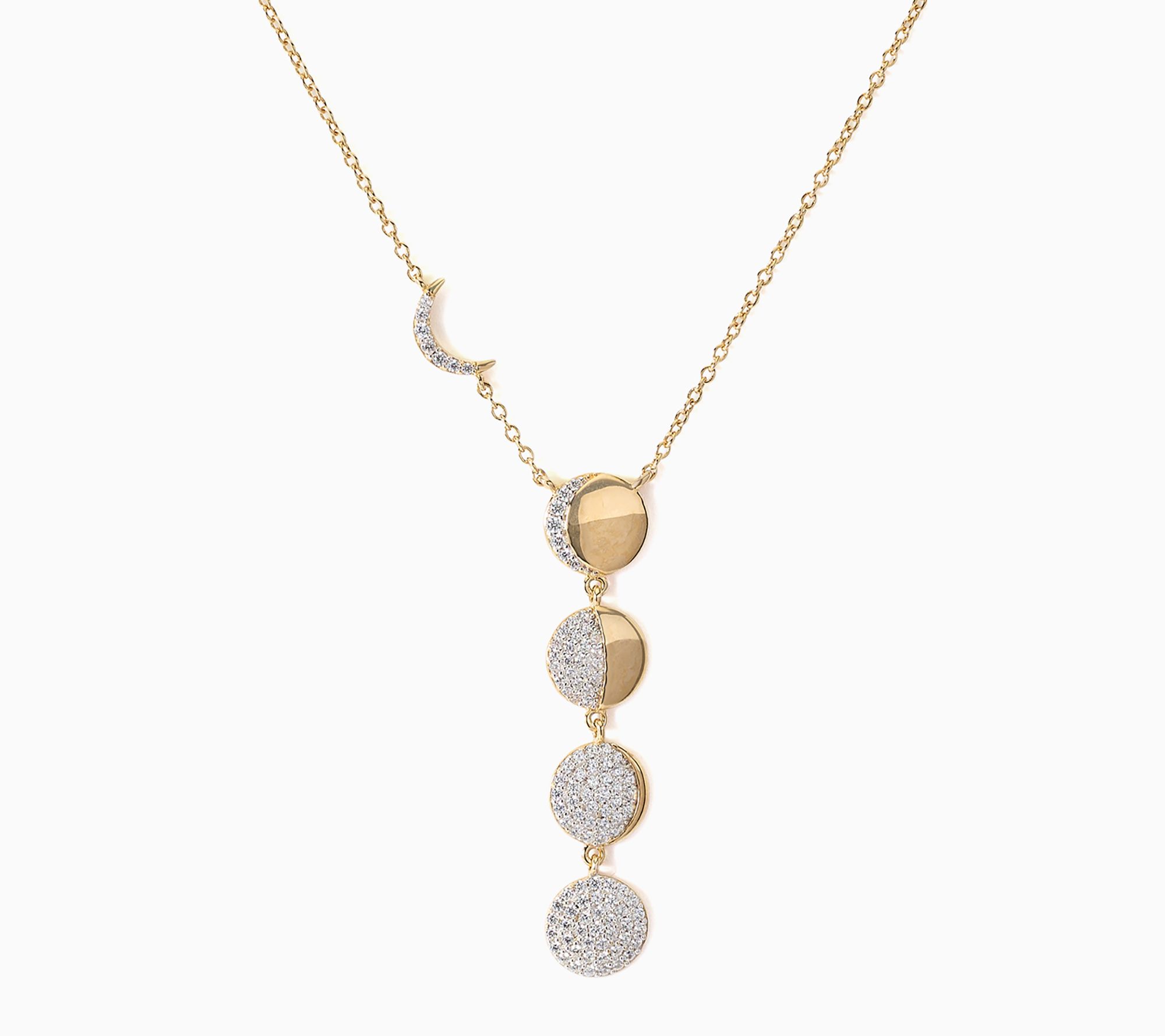 JEN by Jennifer Miller Pave Gemstone Moon Phase Necklace