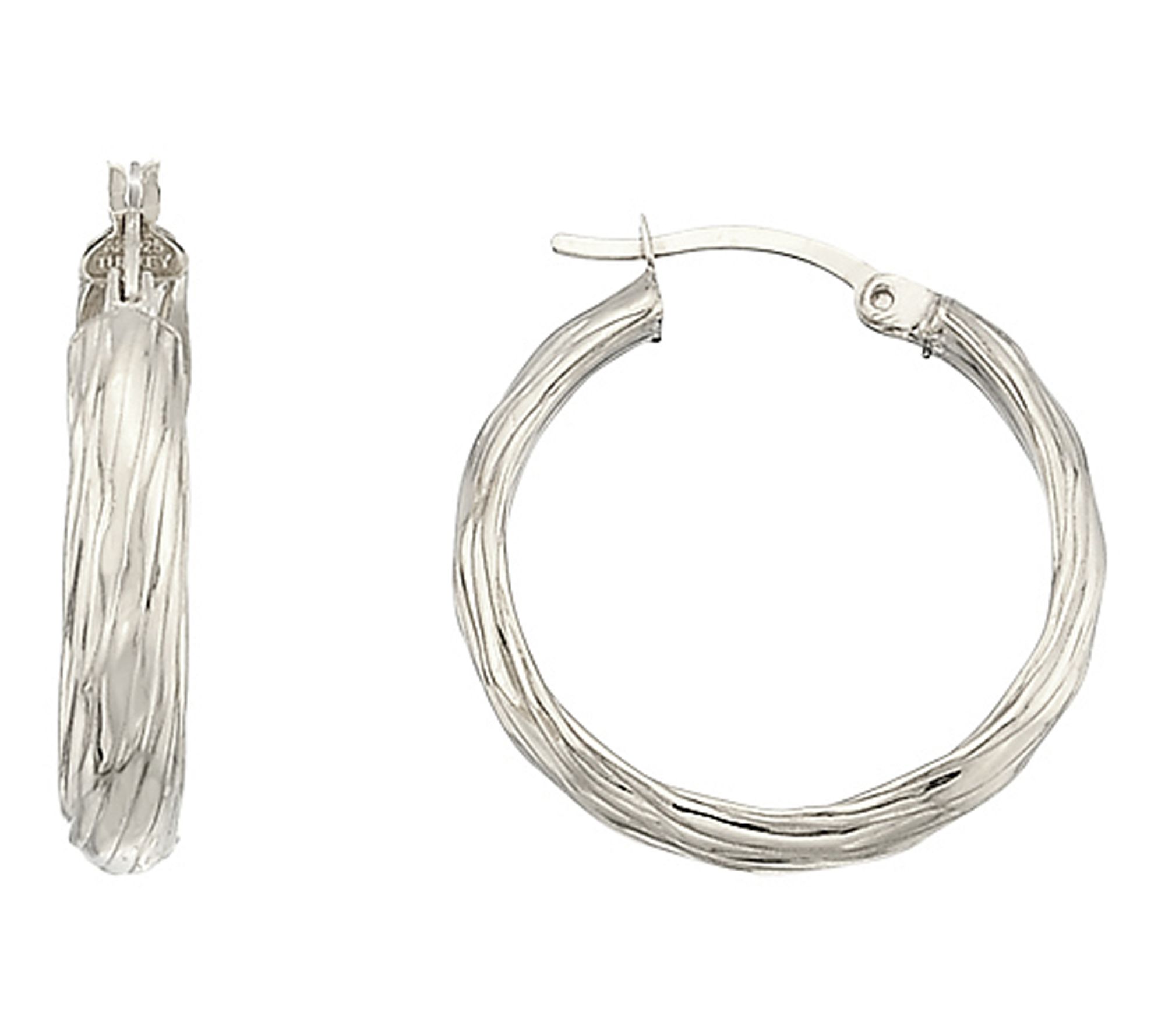 Silver Style 1.00 in Twist Texture Hoop Earring Sterling