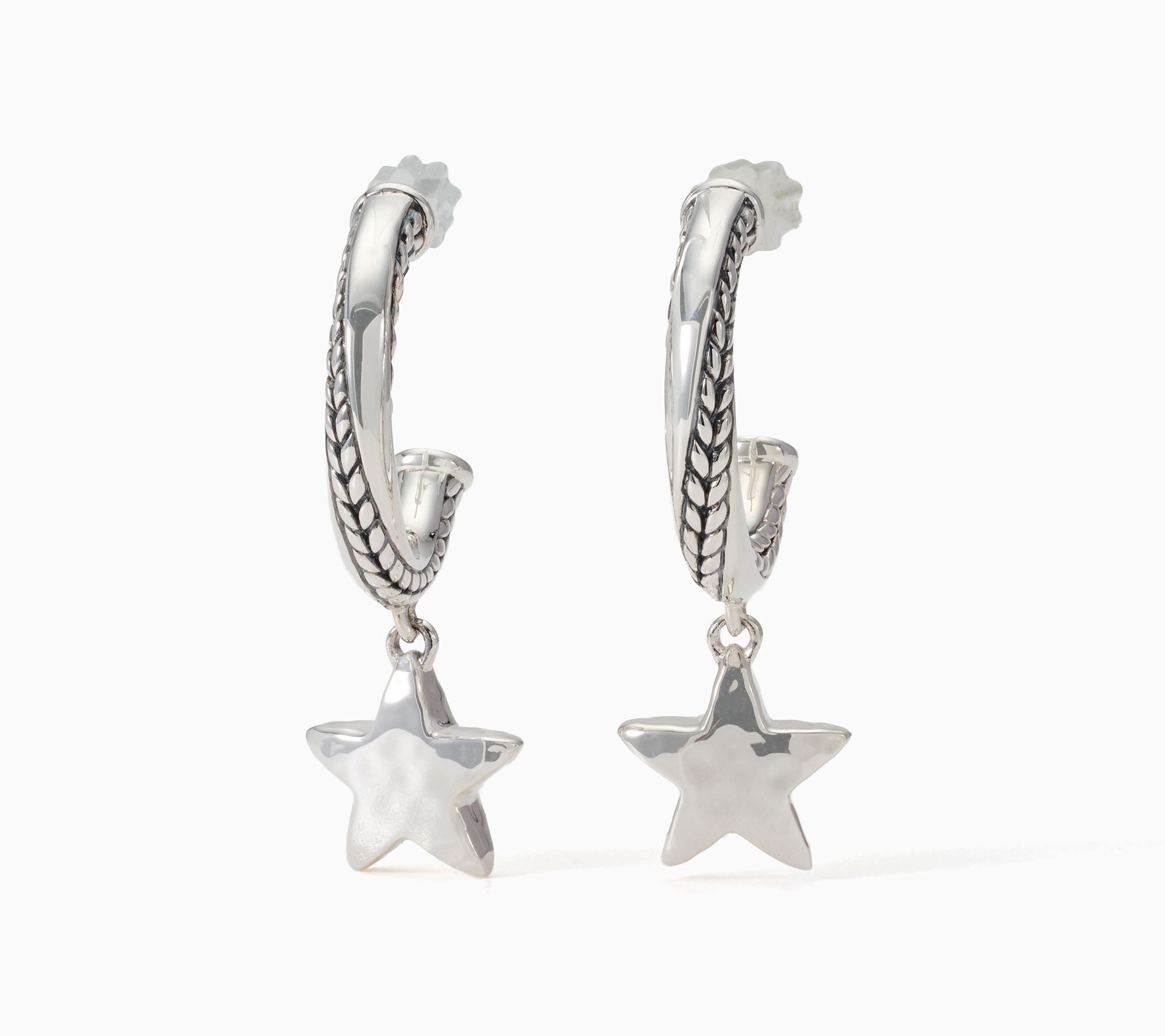 JAI Sterling Silver Symbols of Love Hoop Earrings