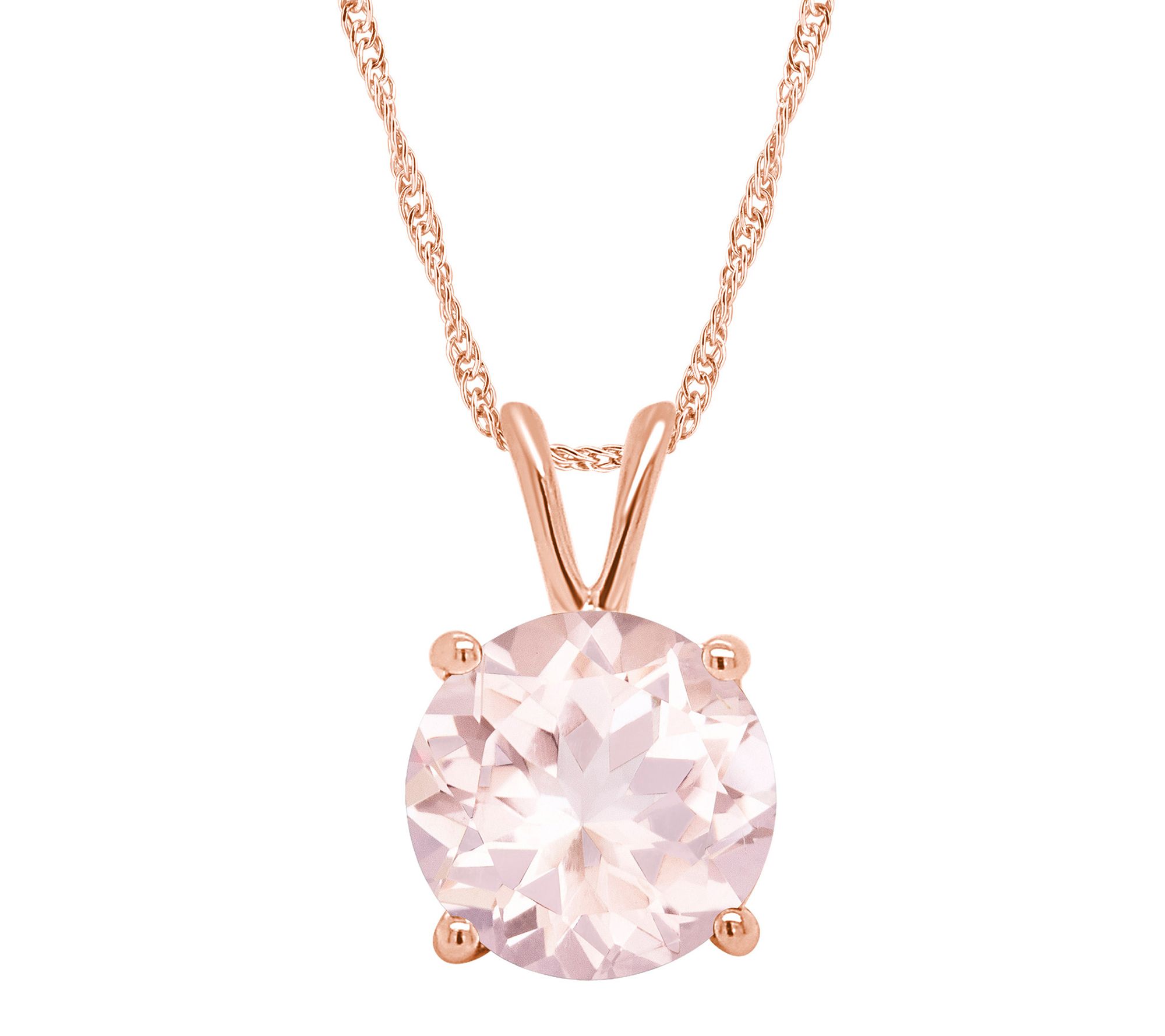 14K Gold 1.70 cttw Round Morganite Pendant withChain