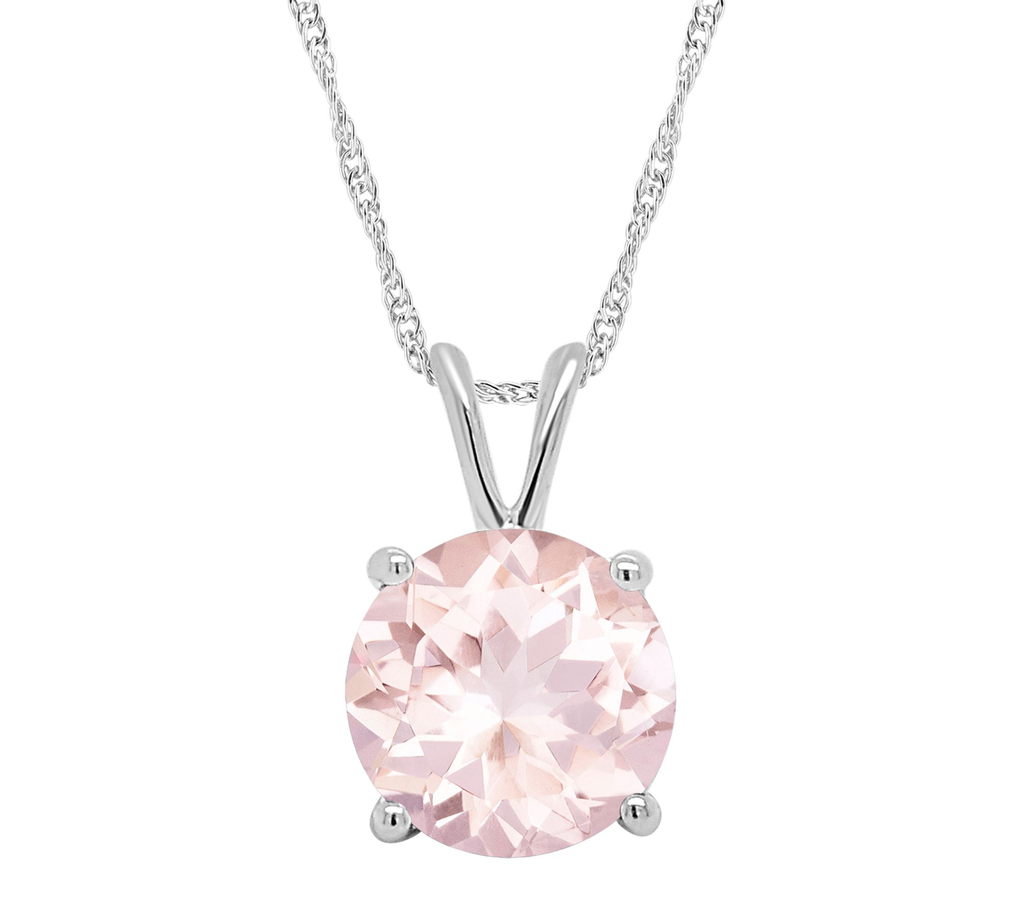 14K Gold 1.70 cttw Round Morganite Pendant withChain