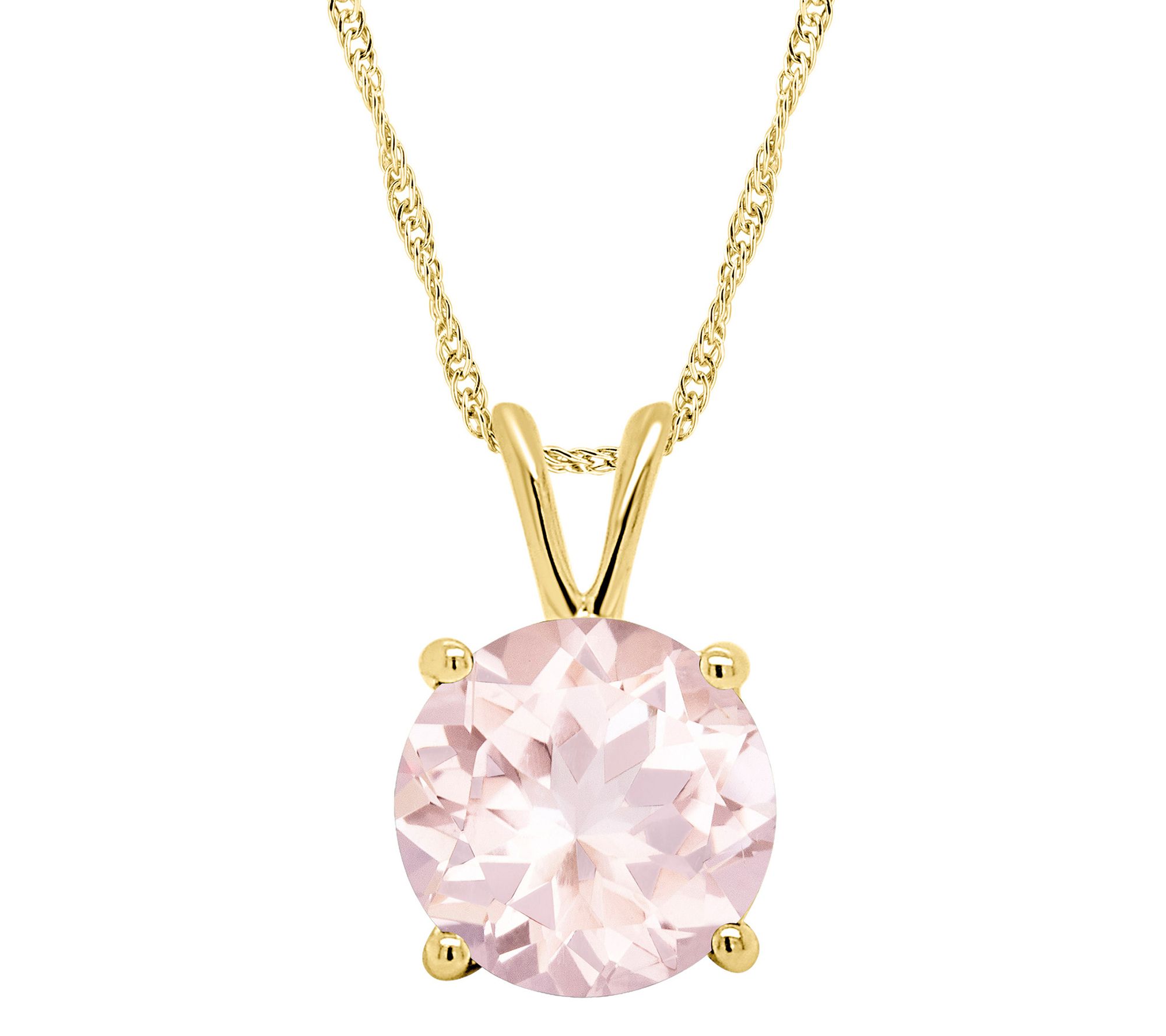 14K Gold 1.70 cttw Round Morganite Pendant withChain