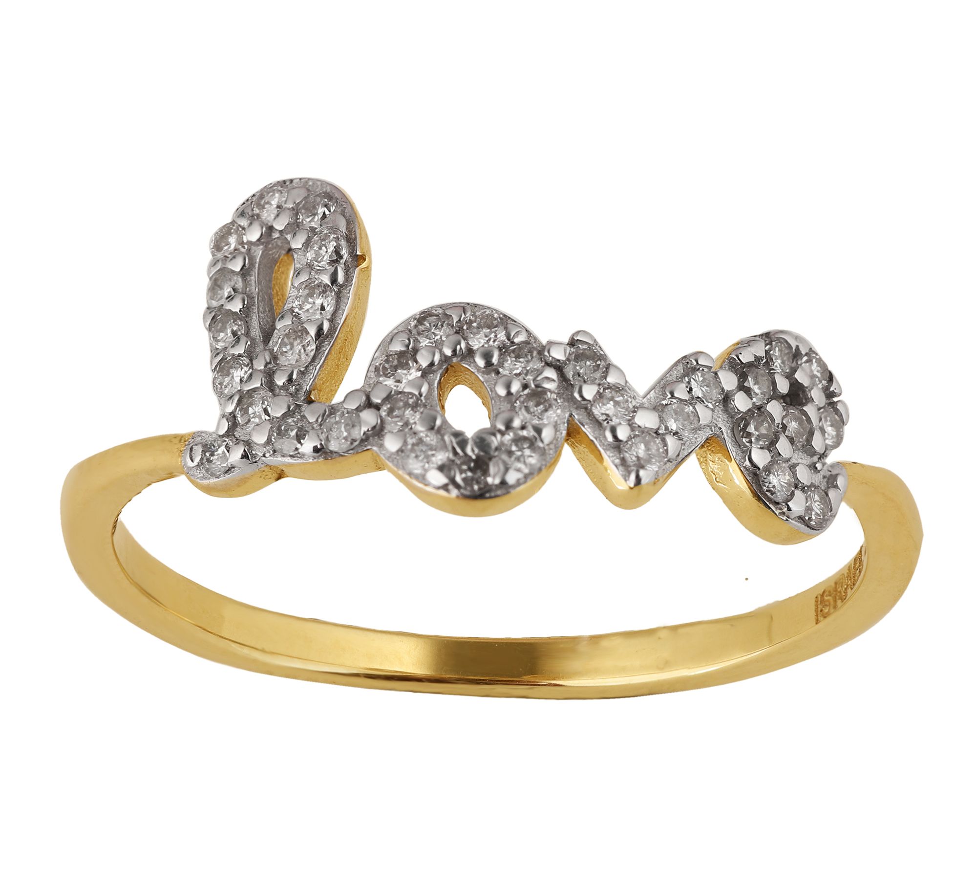 Adi Paz 14K Gold 1/7 cttw Diamond Love Ring - QVC.com
