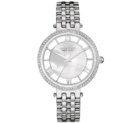 Caravelle New York Women's Silvertone Crystal Bracelet Watch - QVC.com