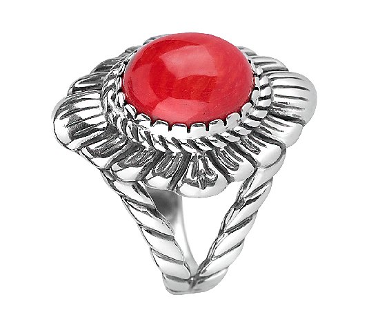 American West Sterling Red Coral Bold Ring