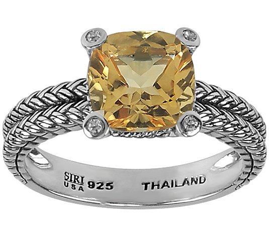Sterling 2.00 ct Citrine and White Topaz Accent Ring