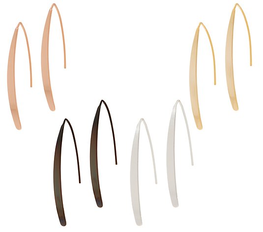 Joan Rivers Set of 4 Linear Metal Drop Earrings