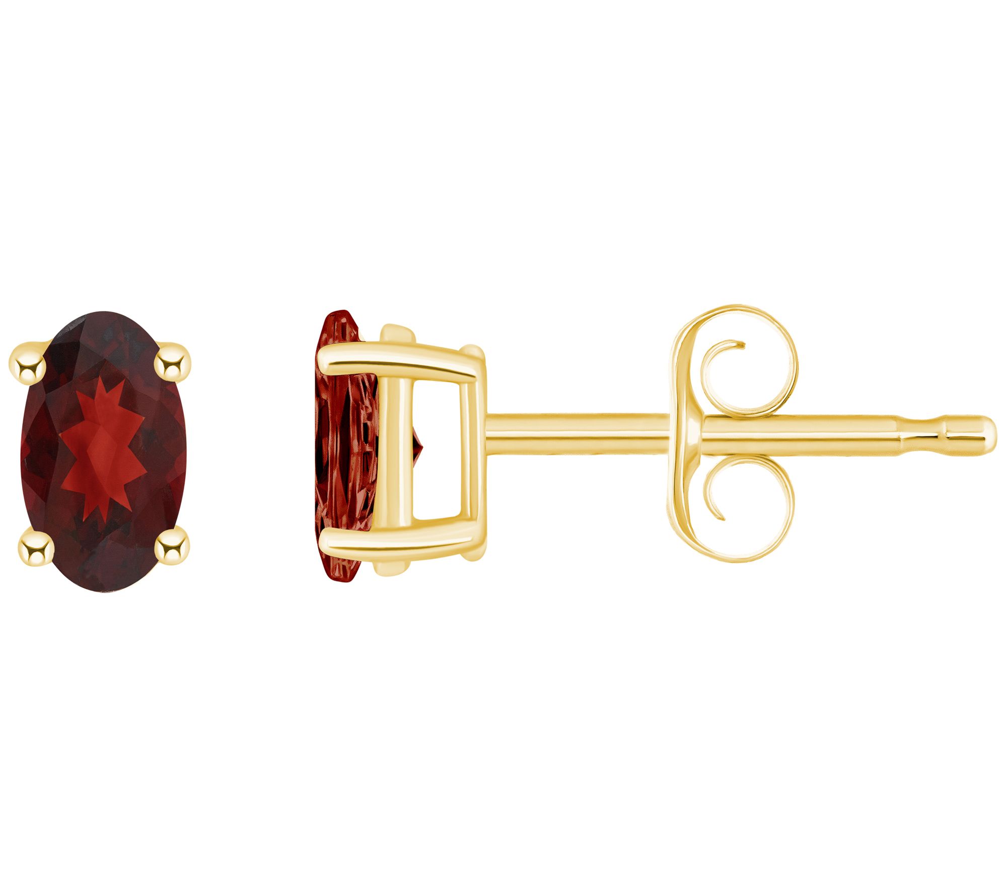 14K Gold Oval 0.50 cttw Garnet Stud Earrings