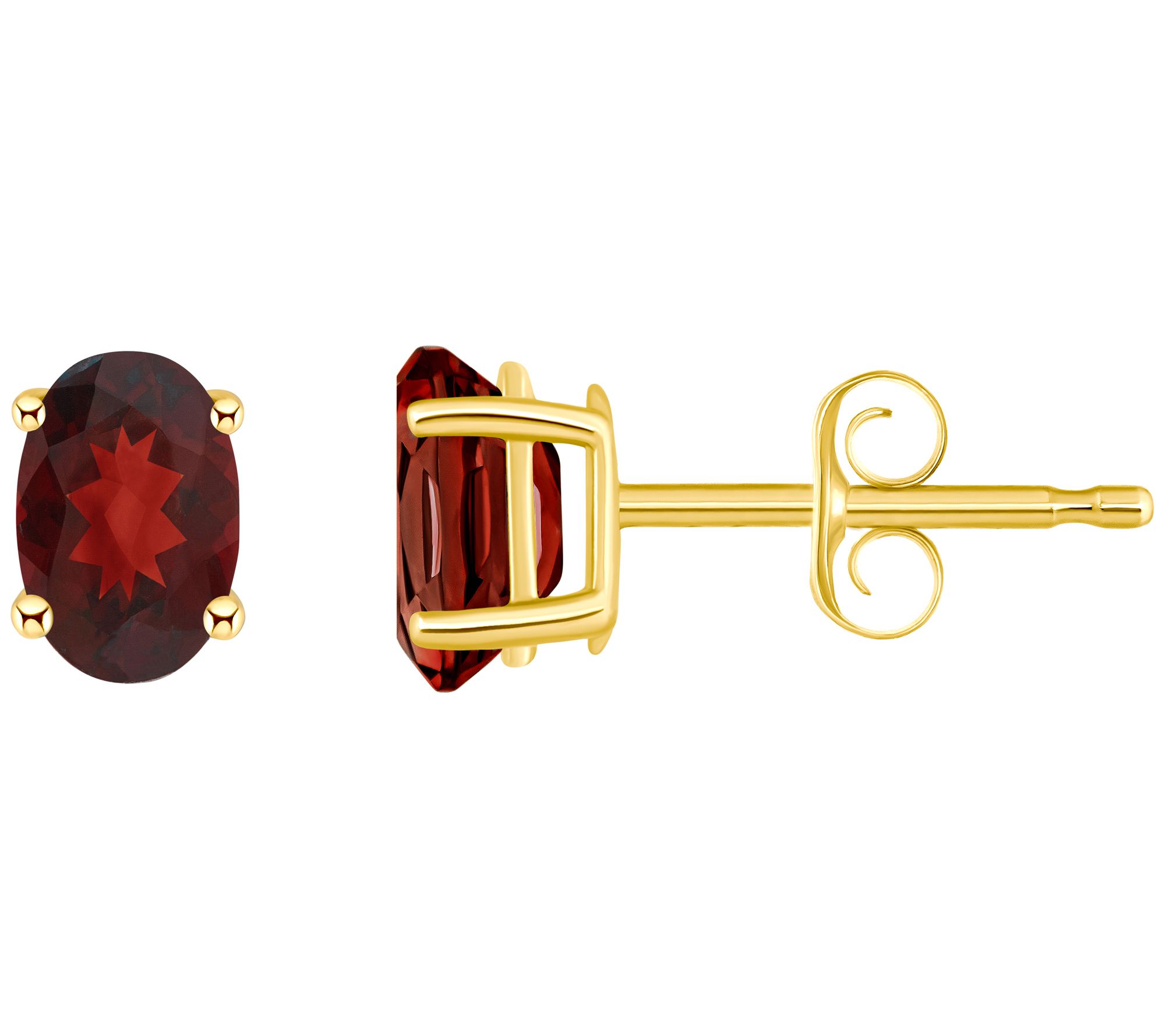14K Gold Oval 1.15 cttw Garnet Stud Earrings