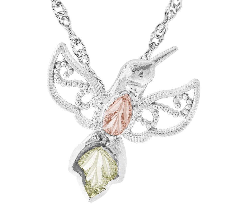 Black Hills Hummingbird Pendant w/ Chain, Sterling/12K Gold