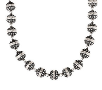 American West Sterling Oxidized Stamped Bead 21" Necklace - J384971