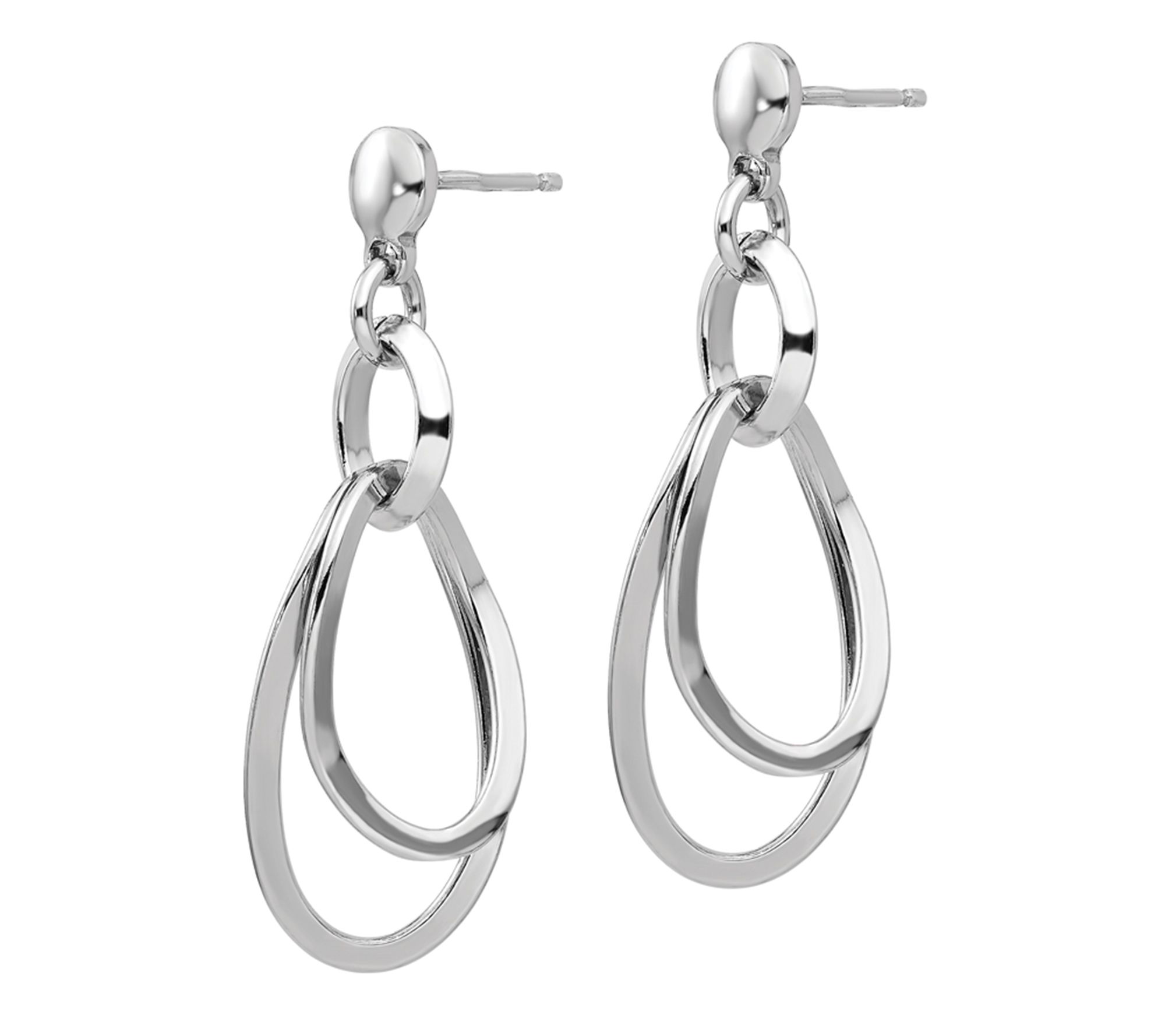 Italian Silver Double Oval Dangle Earrings - QVC.com