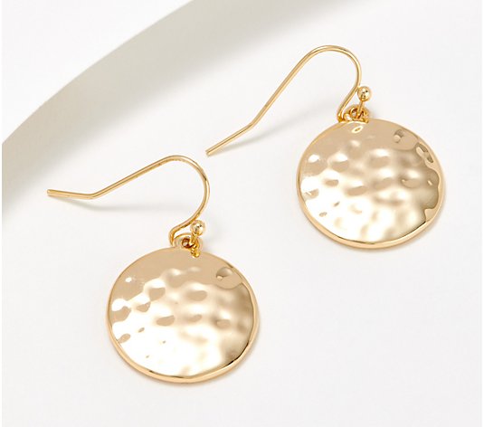 Denim & Co. Hammered Disc French Wire Earrings
