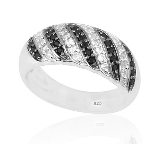 Sterling Silver Black Spinel & White Topaz Ring