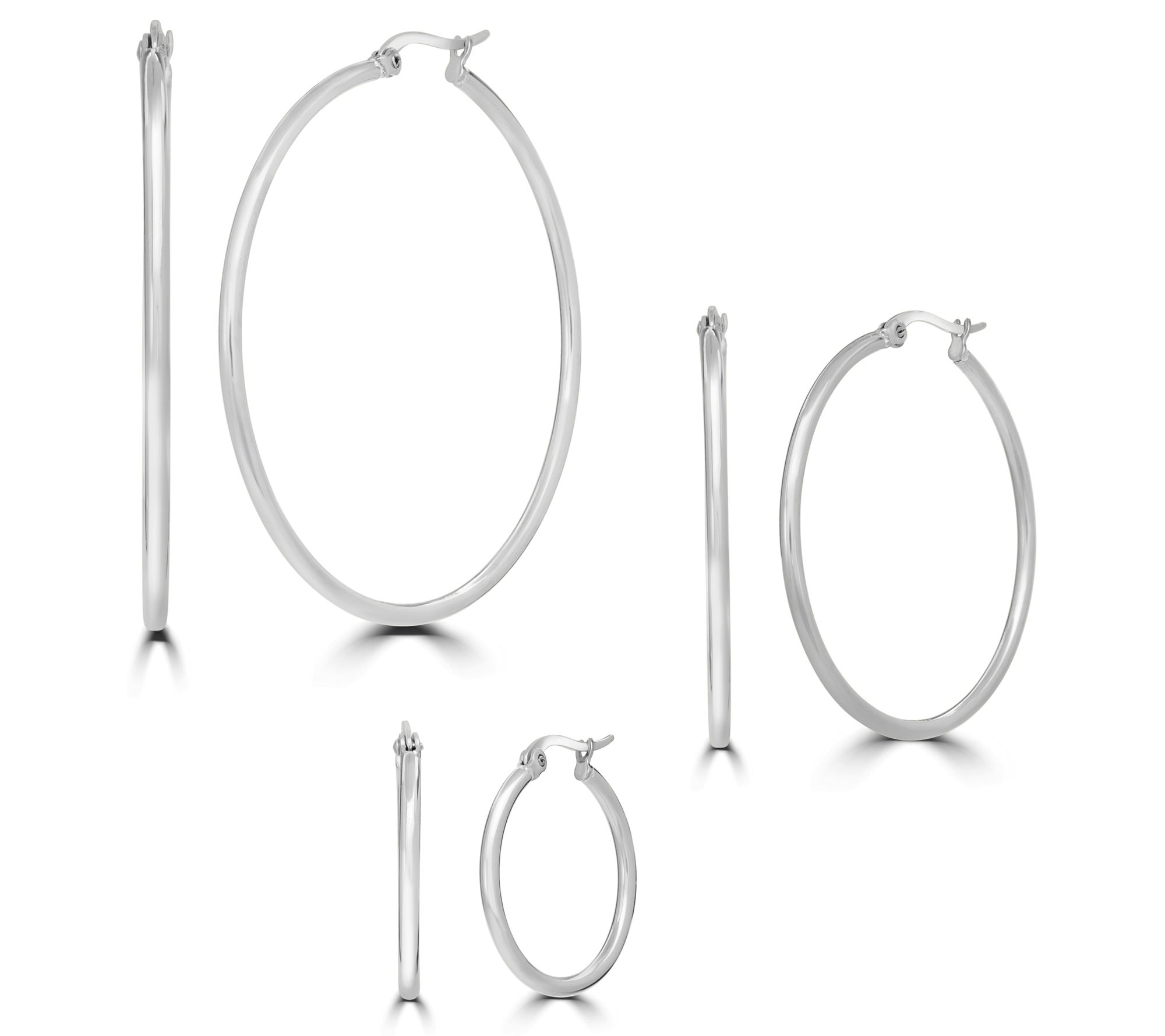 Steel by Design Set of 3 Wire Hoop Earrings