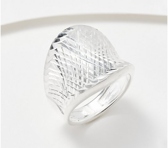 UltraFine 950 Silver Shiny Diamond-Cut Ring