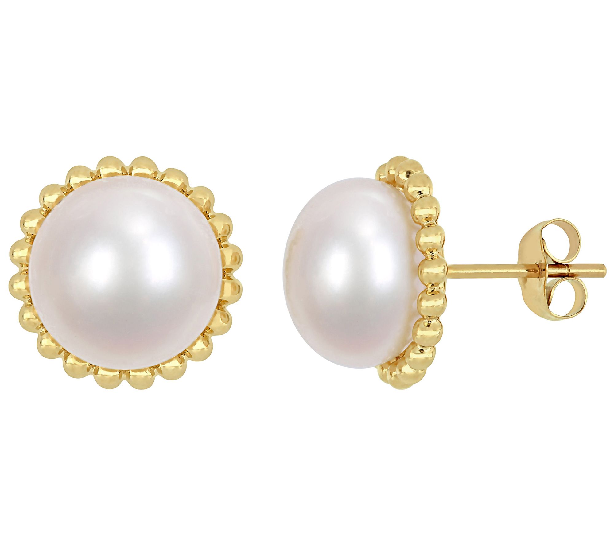 Affinity Cultured Pearl Halo Stud Earri ngs, 10K Gold
