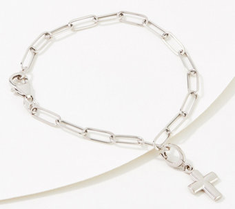 EternaGold Paperclip Chain With Removable Charm Bracelet, White 14K, 2.0g - J409271