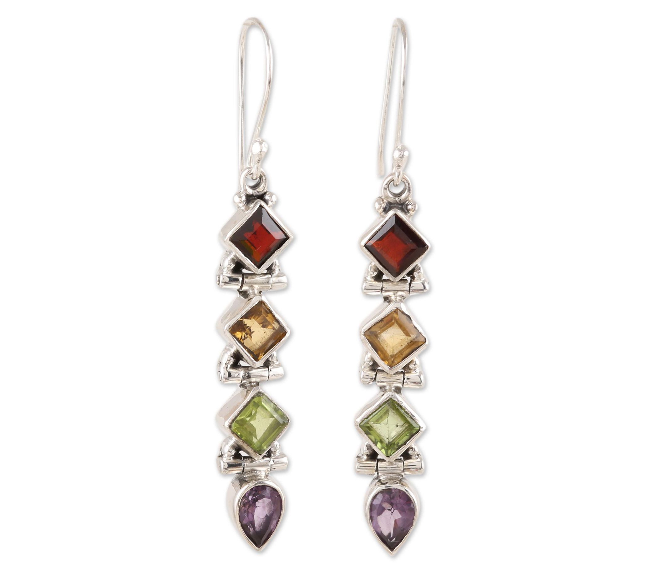 Novica Artisan Crafted Sterling 6.00 cttw Gemstone Earrings