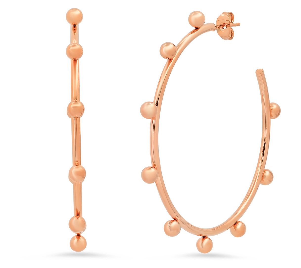 Steel by Design 1-7/8" Beaded Hoop Earrings