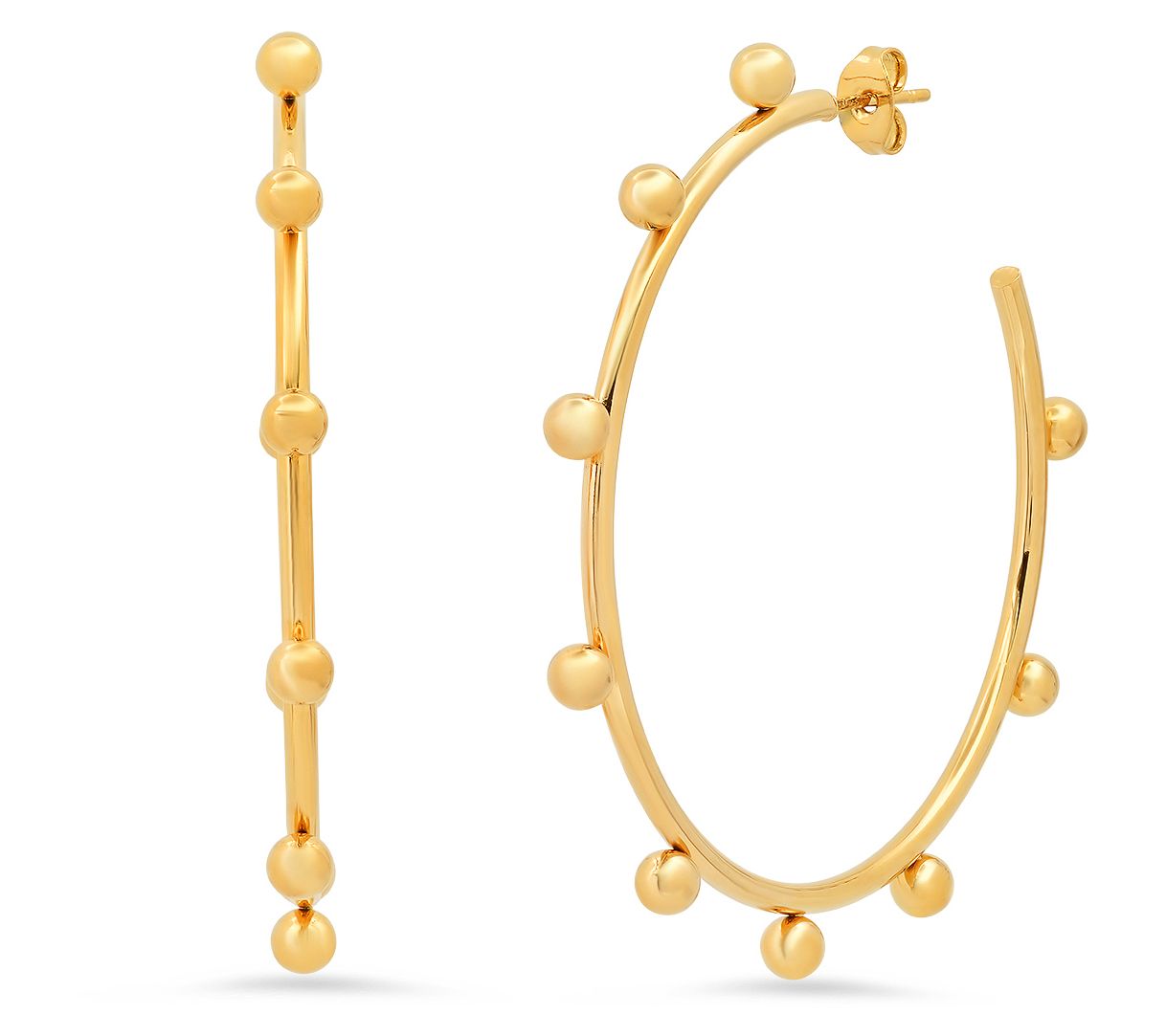 Steel by Design 1-7/8" Beaded Hoop Earrings