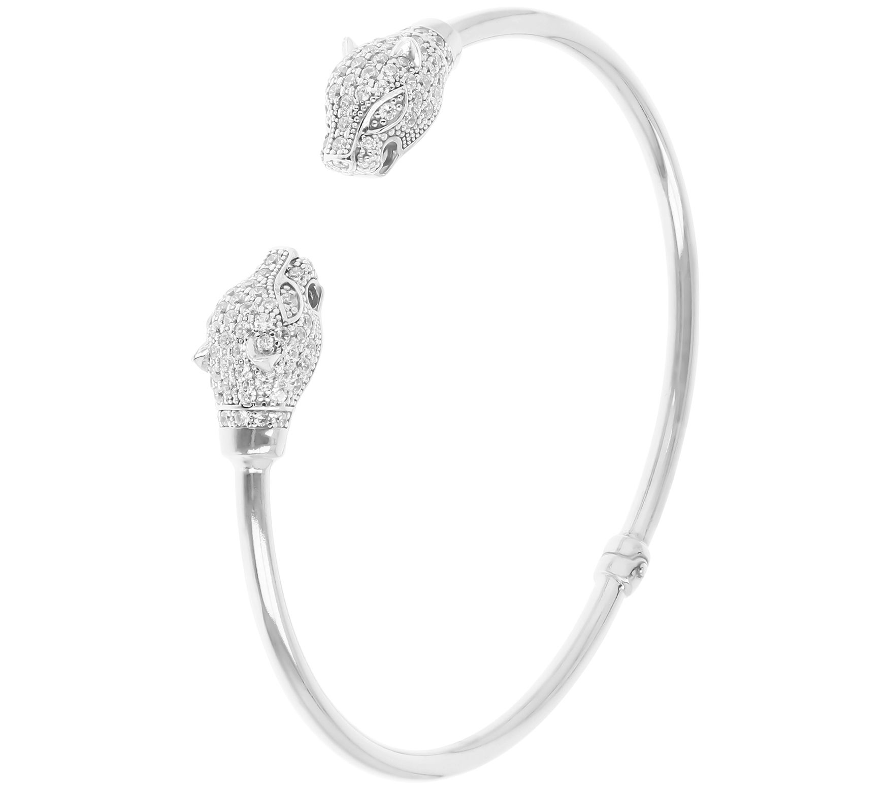 Diamonique 1.45 cttw Panther Head Hinged Cuff,Sterling