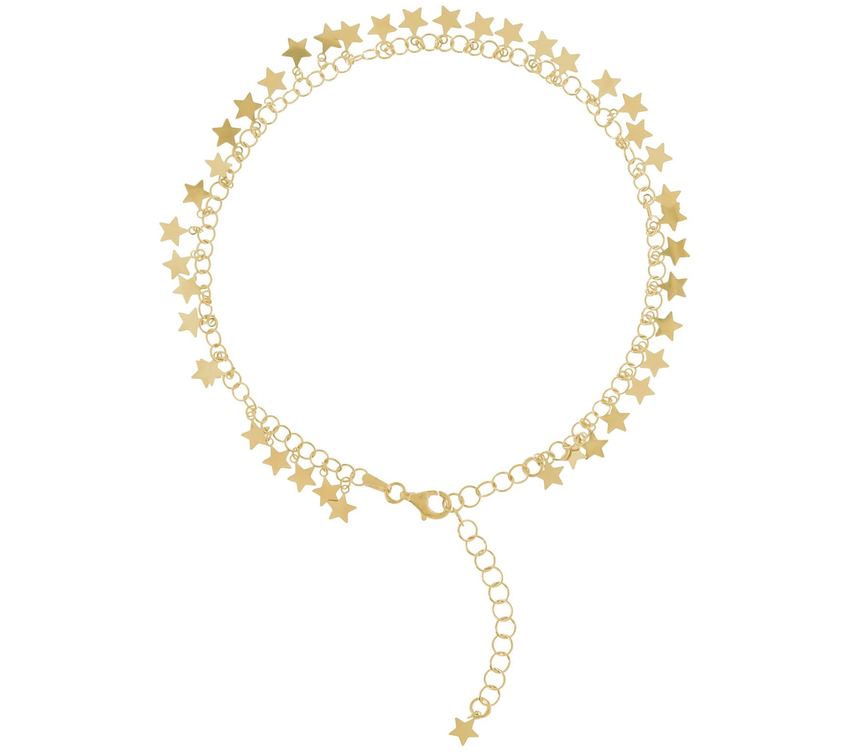 Veronese 18K Gold Plated Star Ankle Bracelet, 3.5g