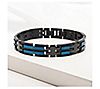 Verve Men's Jewelry Blue & Black Stainless Steel Link Bracelet