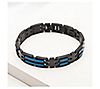 Verve Men's Jewelry Blue & Black Stainless Steel Link Bracelet, 1 of 2