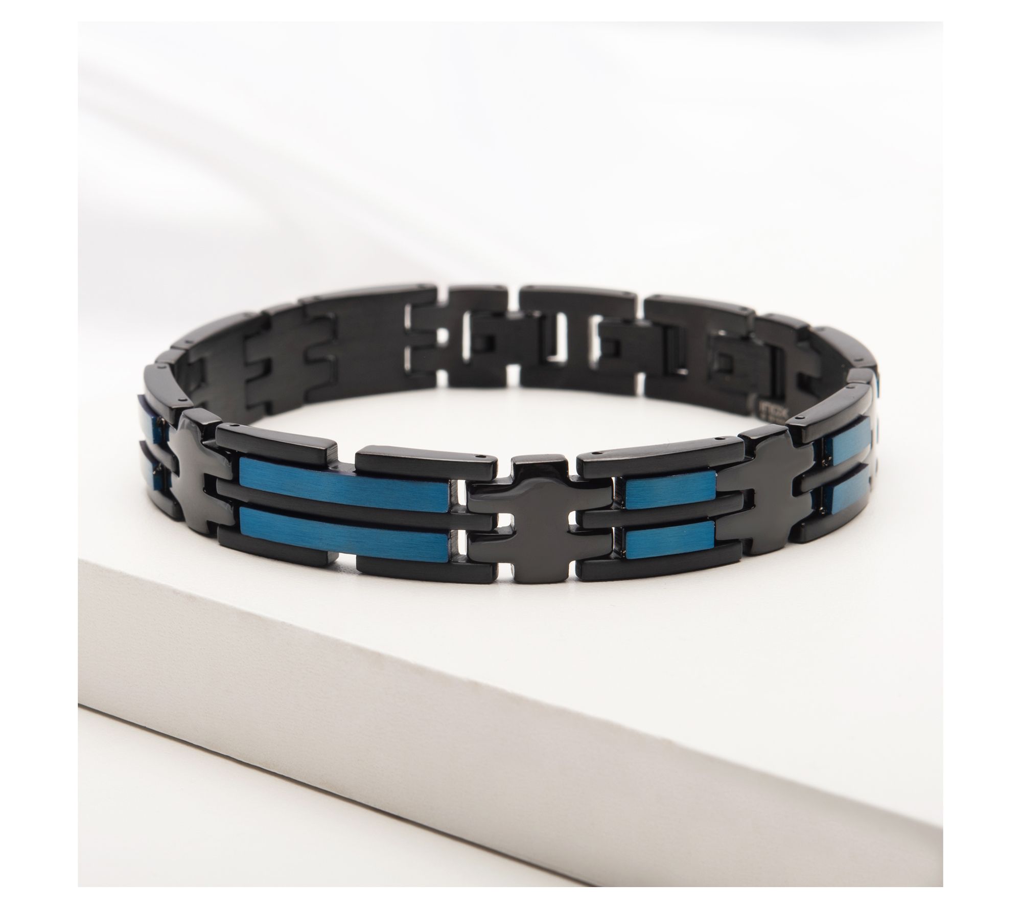 Verve Men s Jewelry Blue Black Stainless Steel Link Bracelet