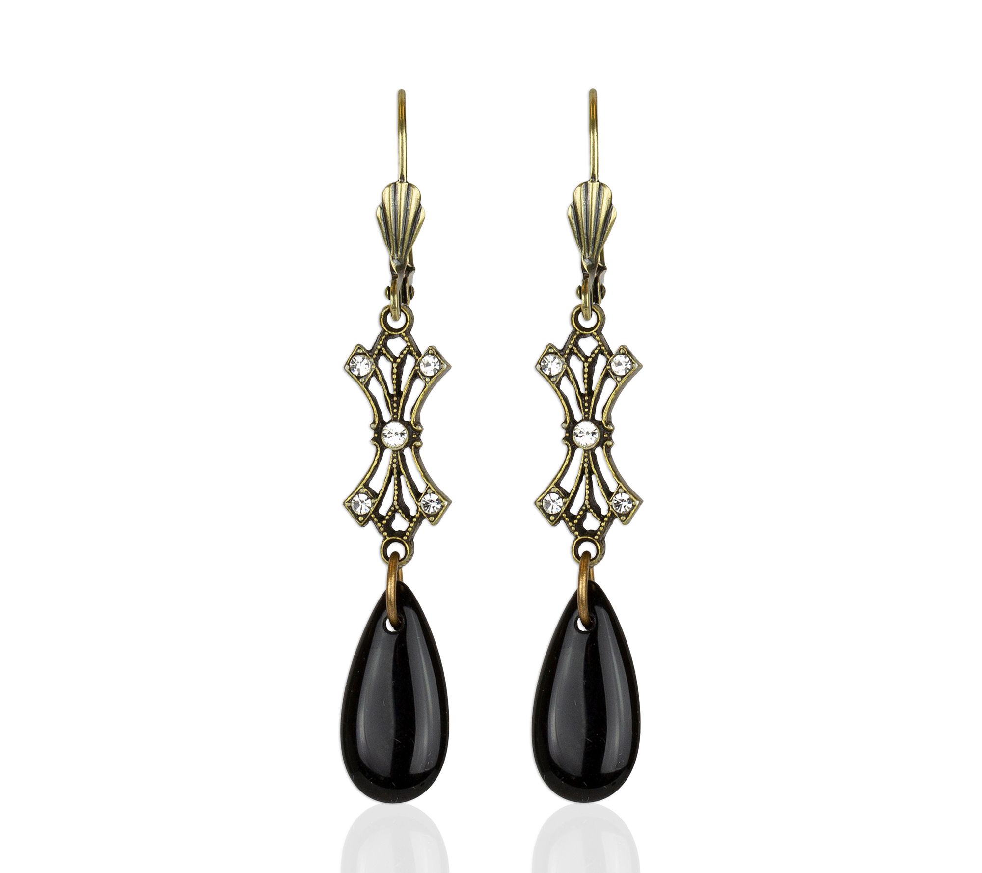 Anne Koplik Filigree Black Glass Teardrop Earrings - QVC.com