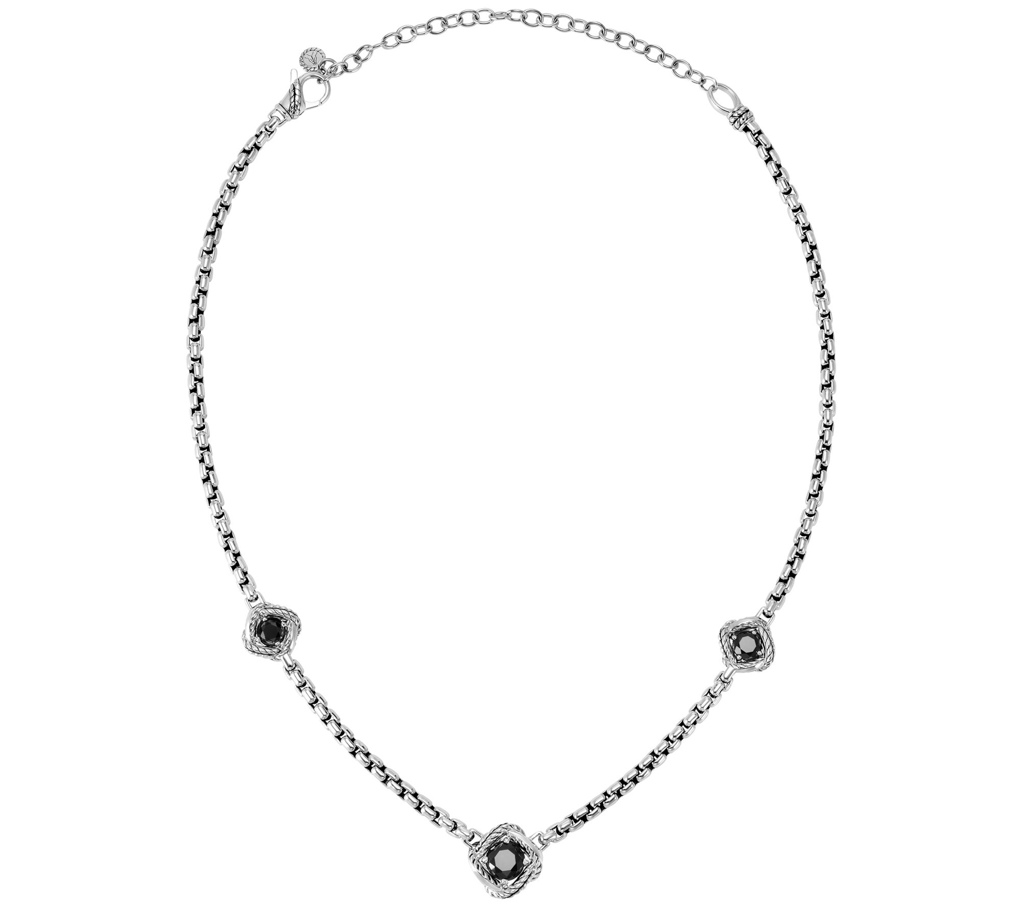 JAI Sterling Silver Twisted Knot Black Spinel Station Necklace - QVC.com