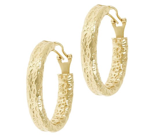 Veronese 18K Gold Plated 1-1/2" Oval Hoop Earrings