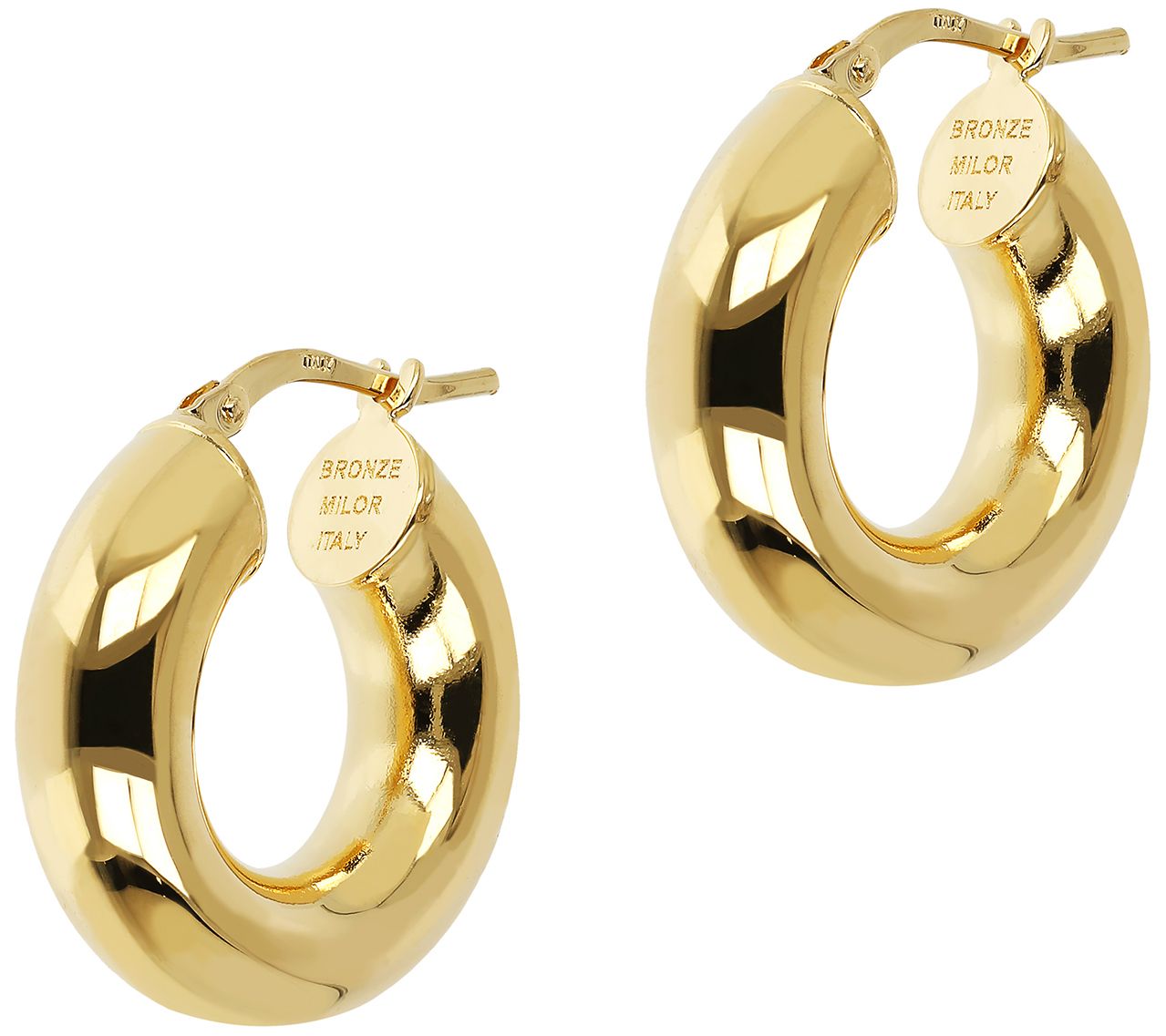 Bronzo Italia Polished Round Hoop Earrings