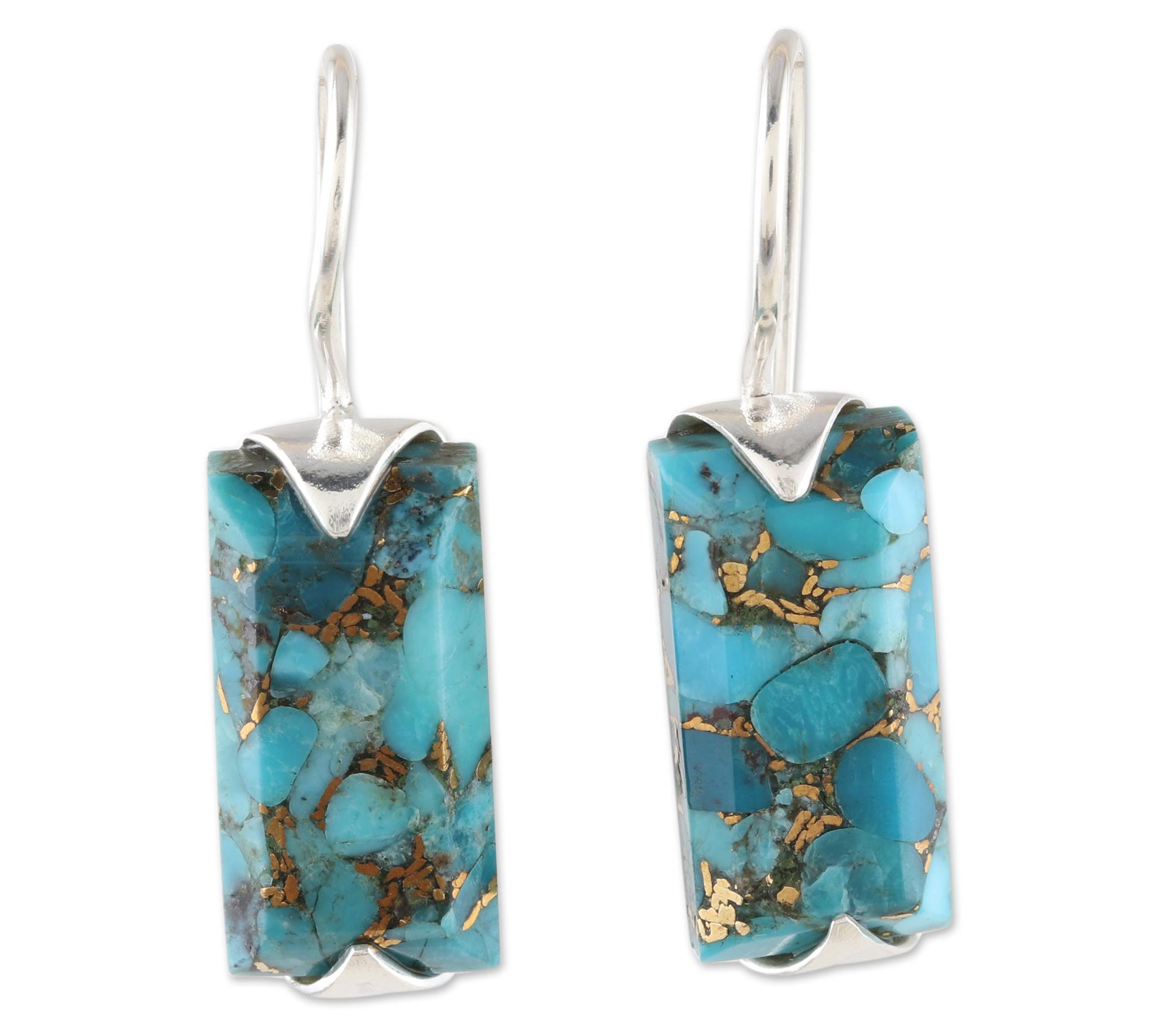 Novica Artisan Crafted Composite Turquoise Drop Earrings - QVC.com