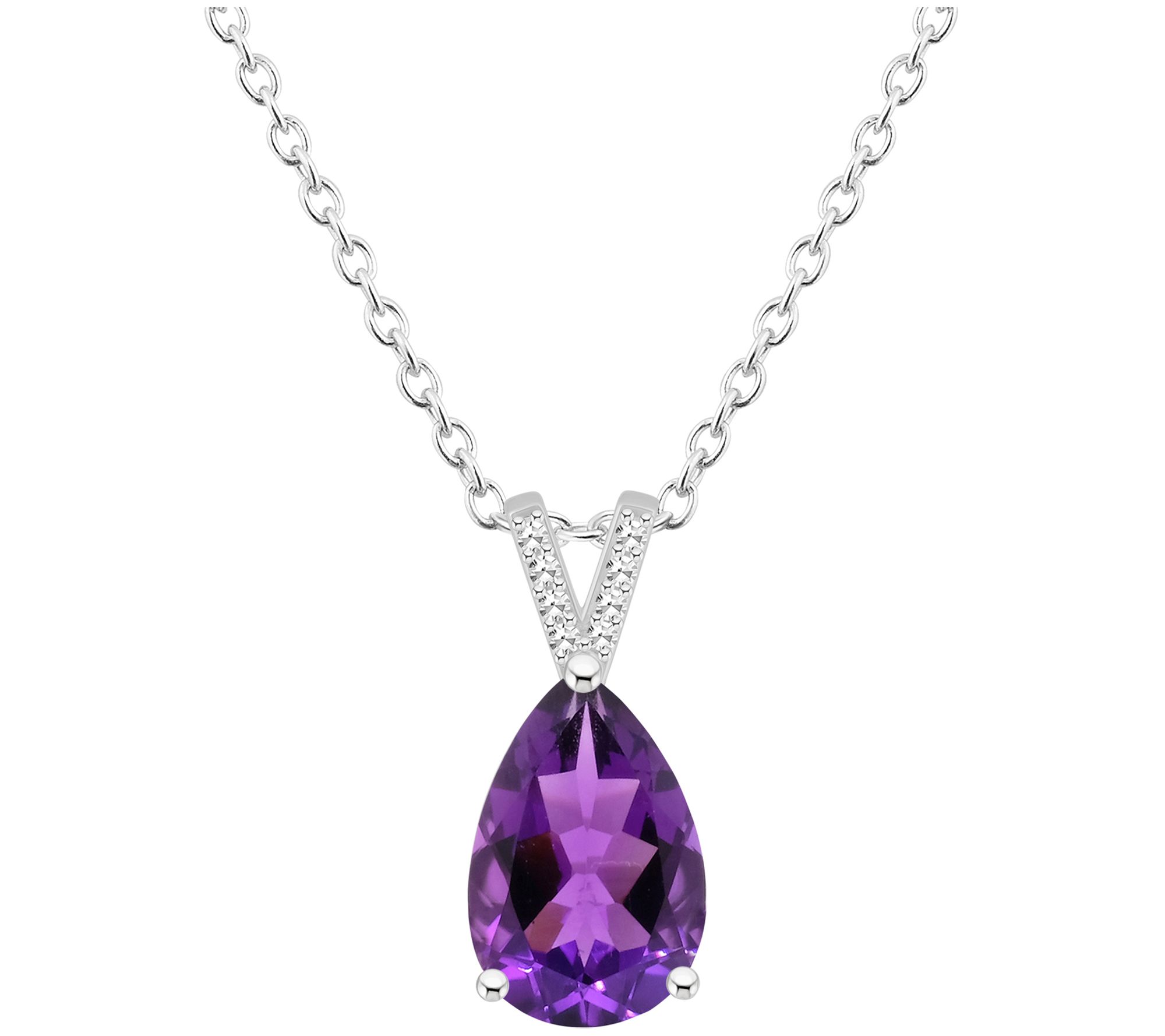 Affinity Gems Pear Cut Gemstone & Diamond Pendant w/ Chain