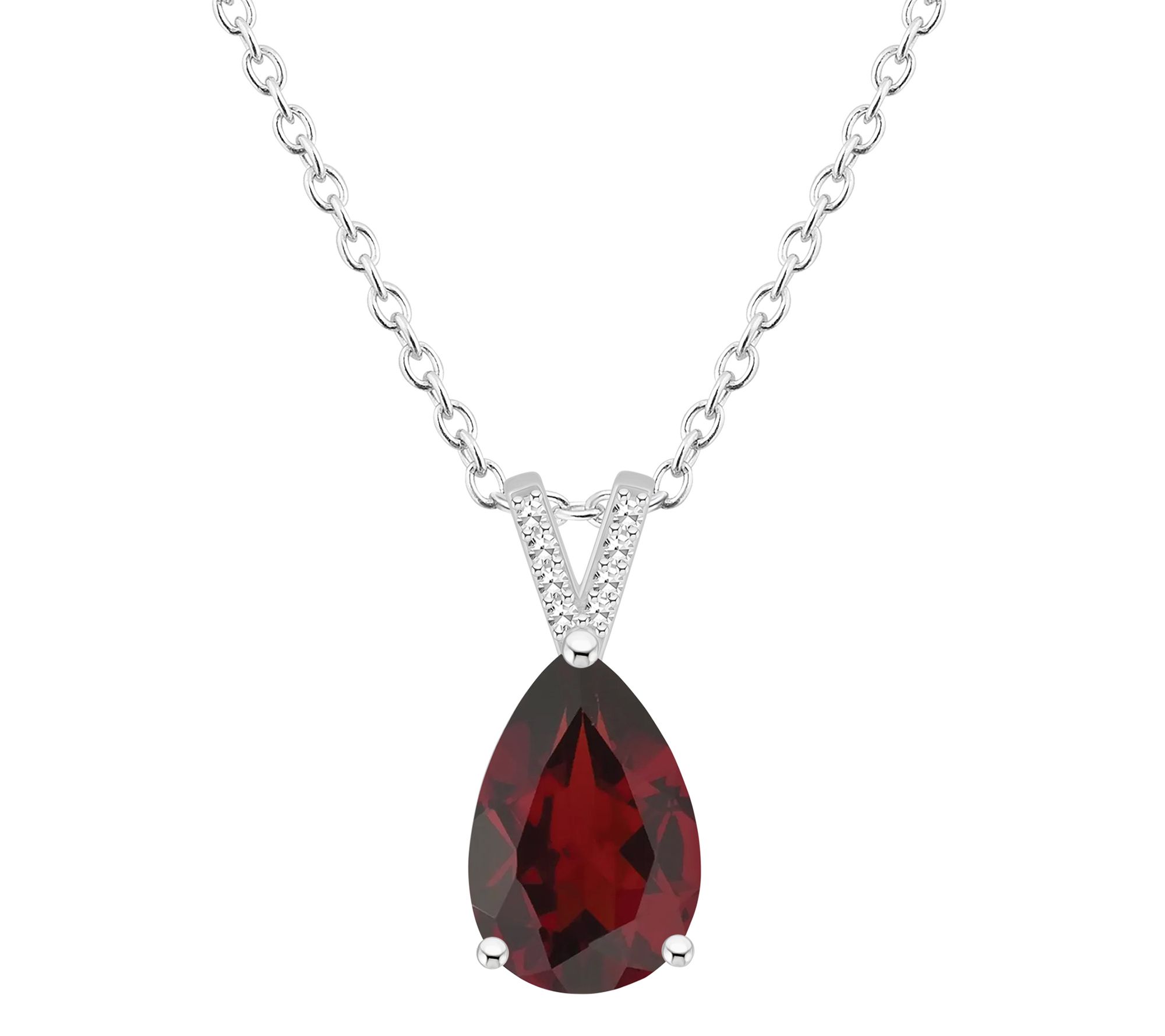 Affinity Gems Pear Cut Gemstone & Diamond Pendant w/ Chain
