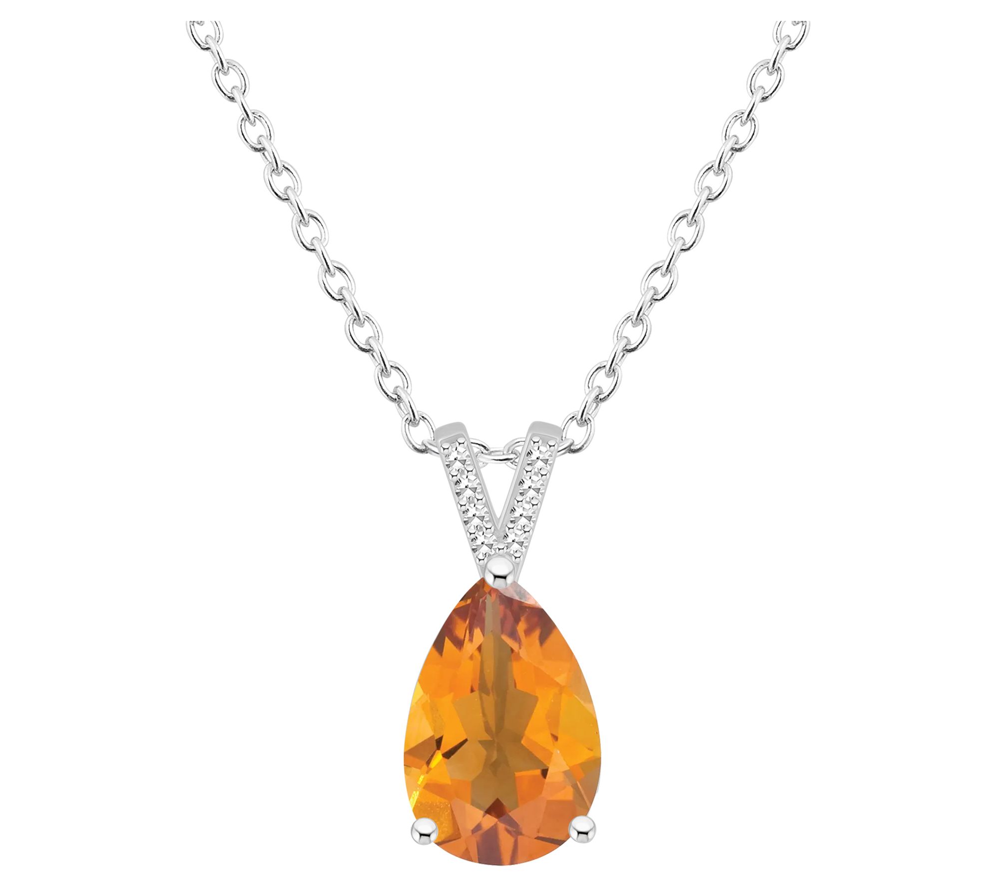 Affinity Gems Pear Cut Gemstone & Diamond Pendant w/ Chain