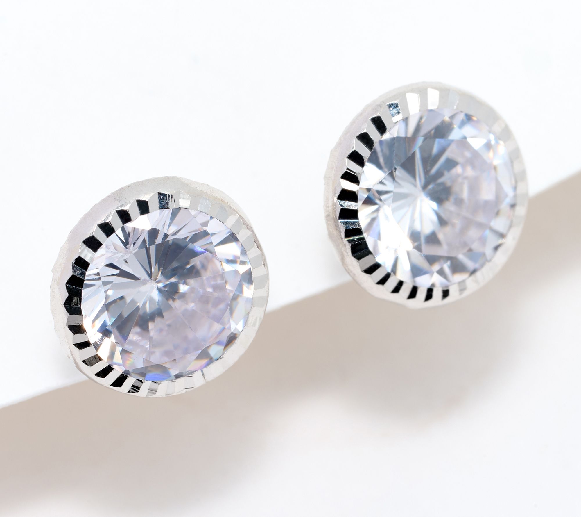 Diamonique Italia Round Stud Earrings, 14k Gold