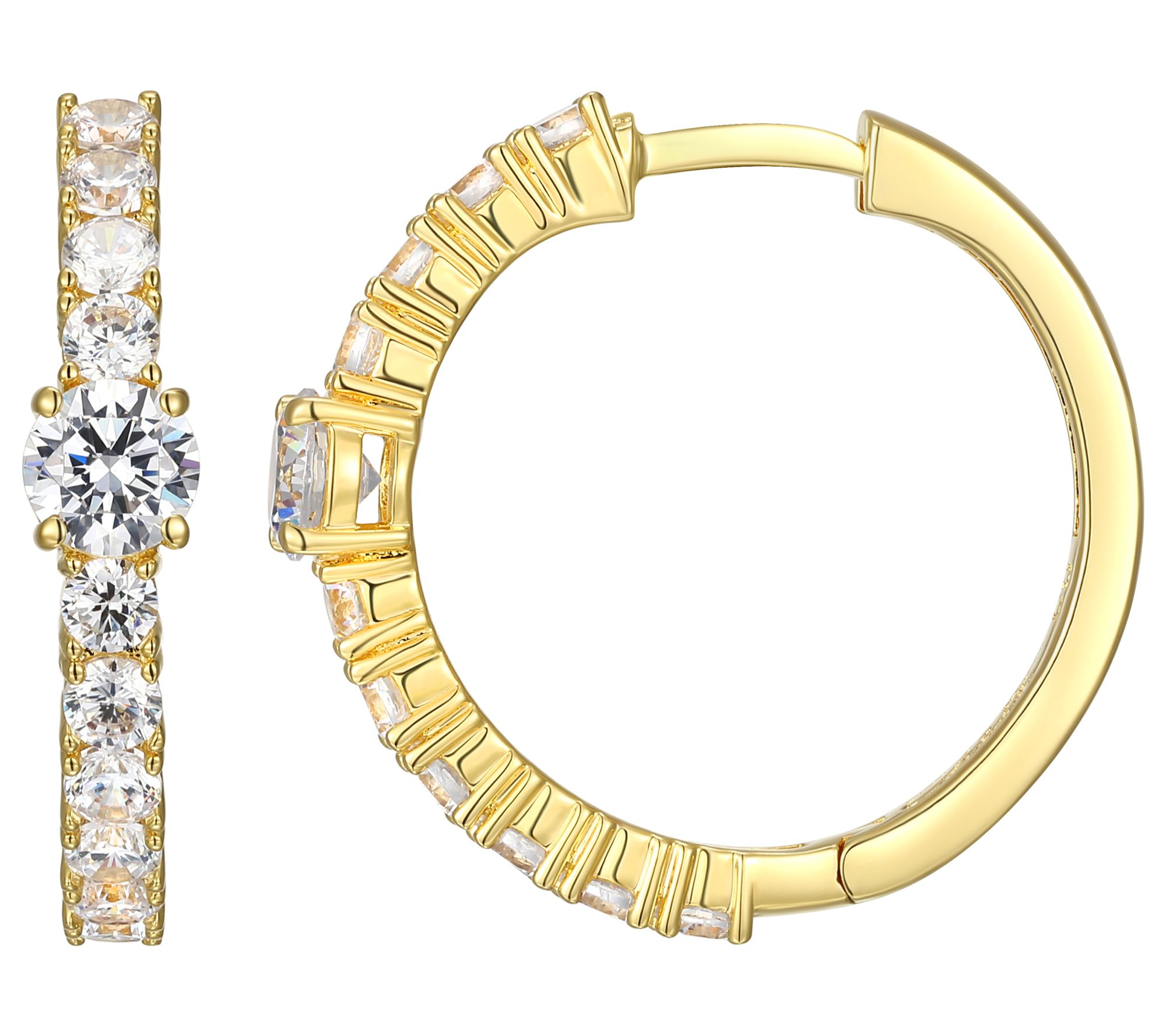 18K Gold Plated 2.00 cttw Moissanite Hoop Earrings