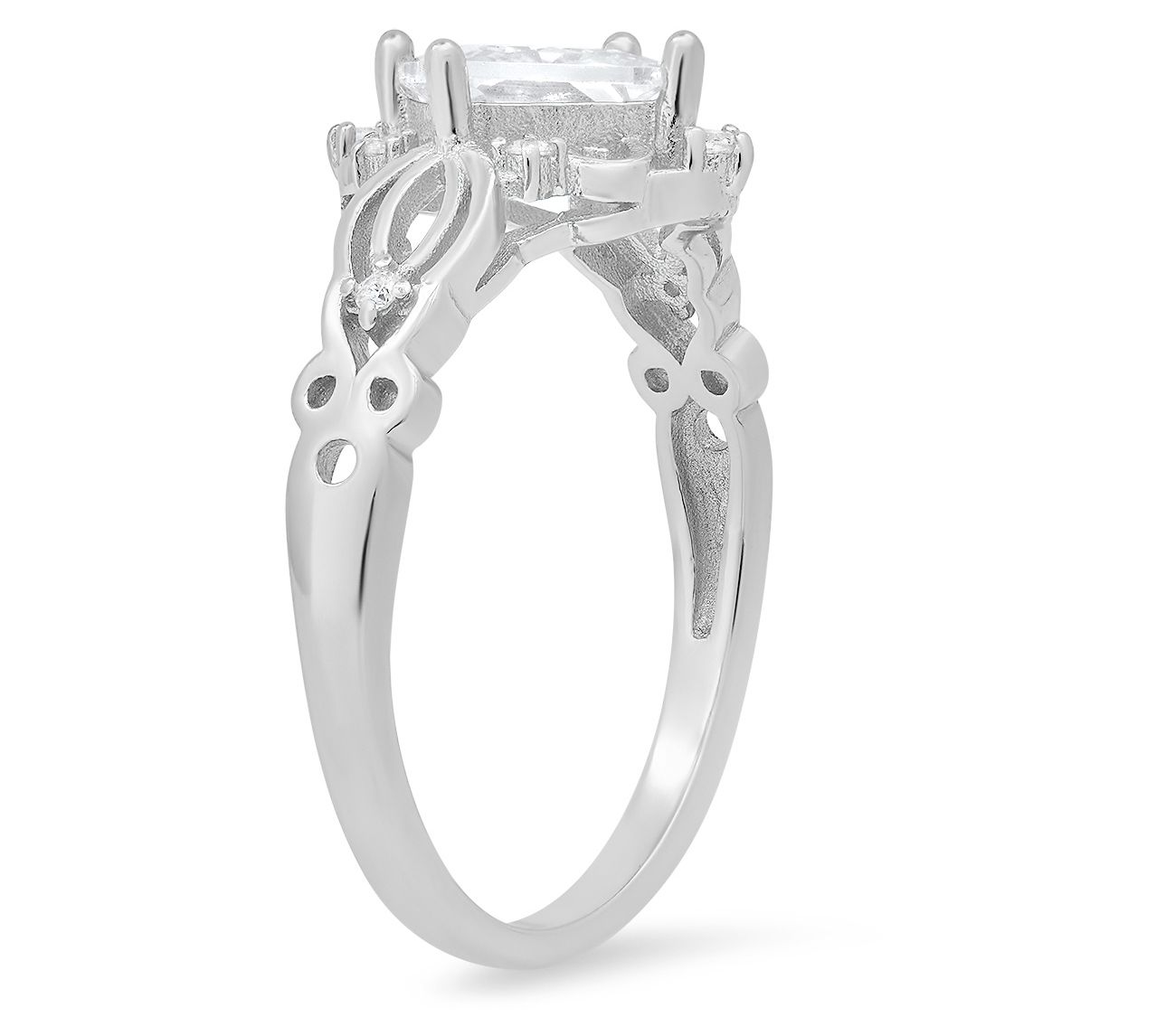 Sterling Silver PrincessCut Filigree Ring