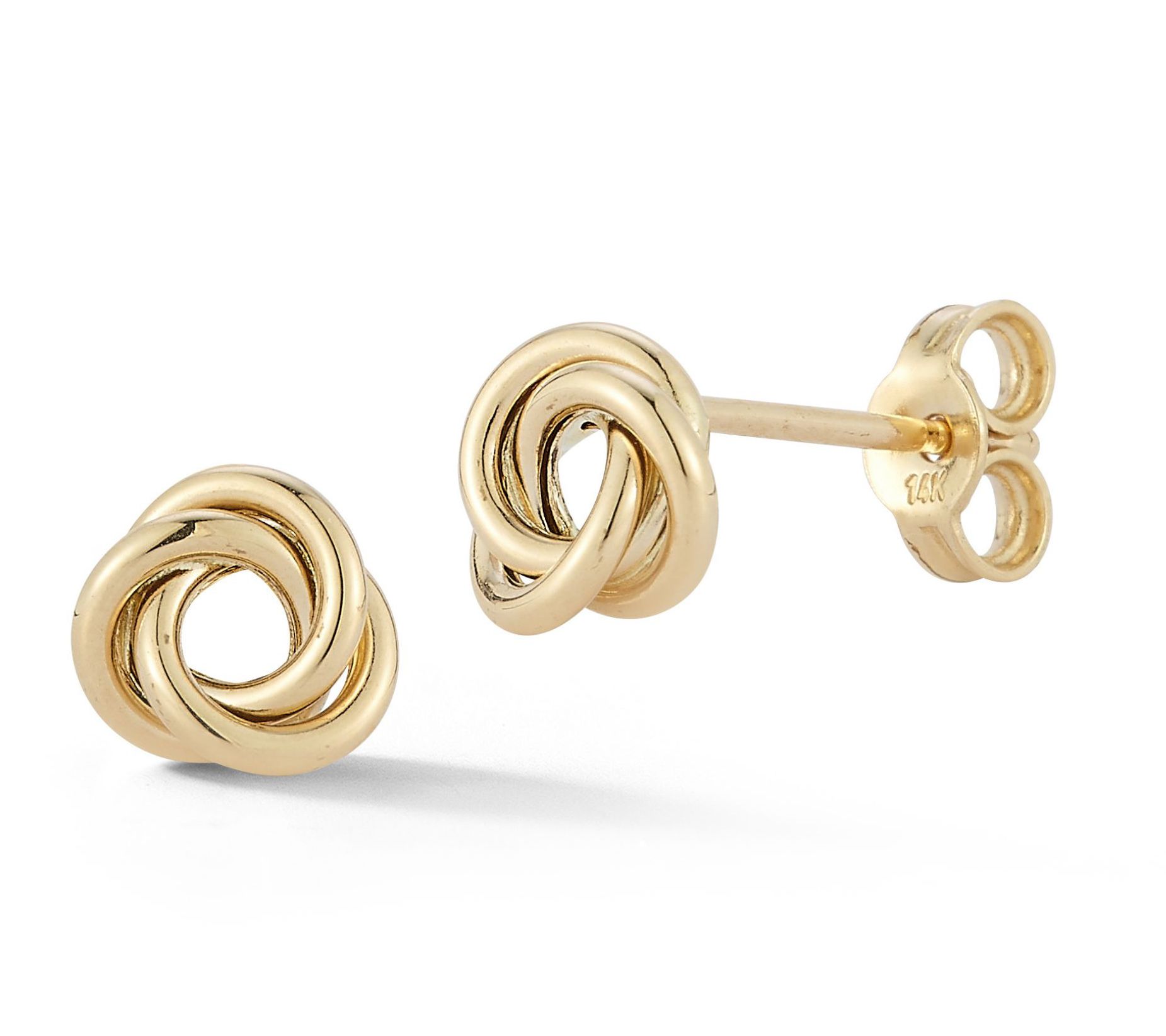 Luminosa Gold Dainty Polished Love Knot Stud Earrings, 14K
