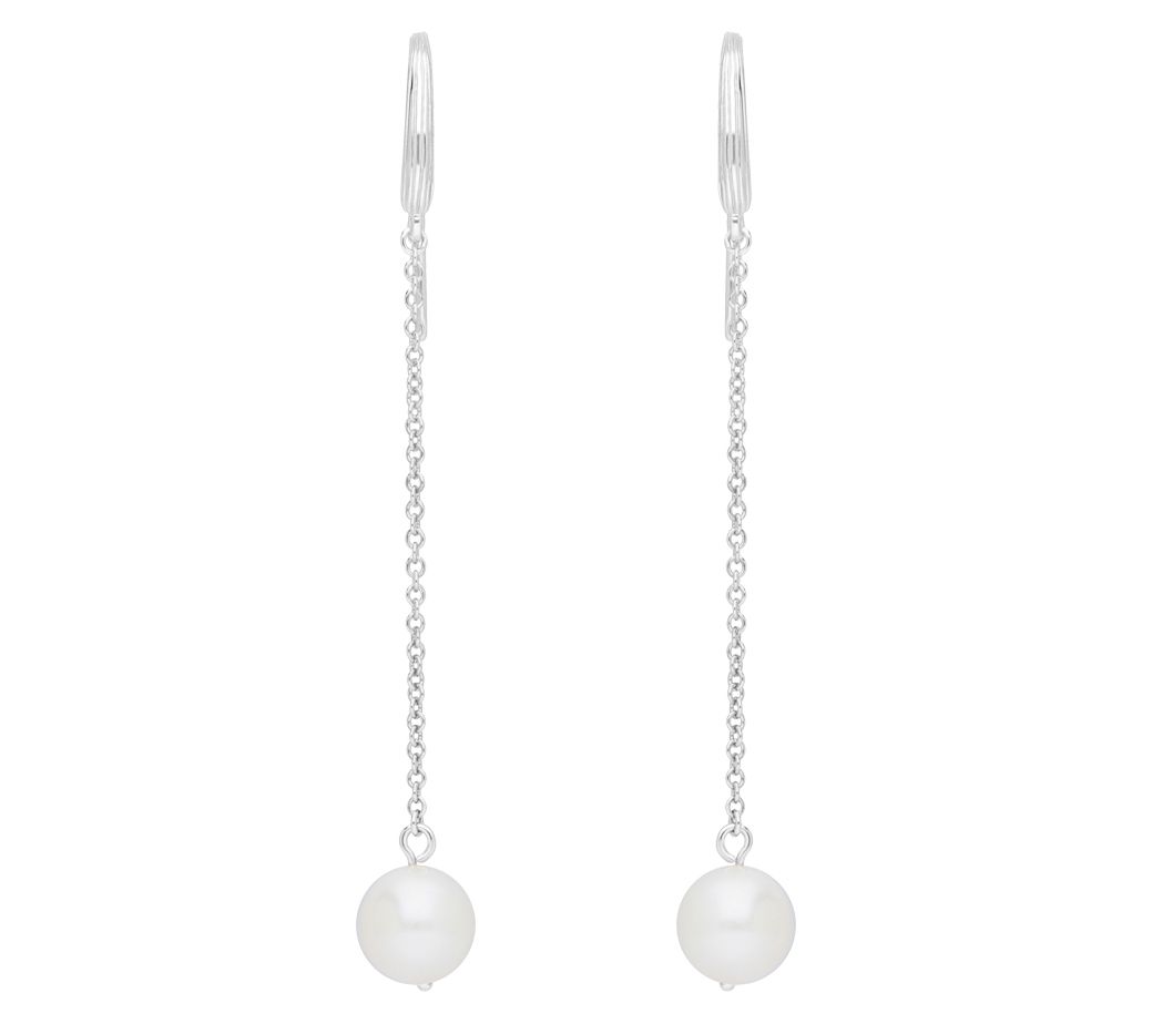 Ariva Sterling Silver Cultured Pearl Dangling Drop Earrings