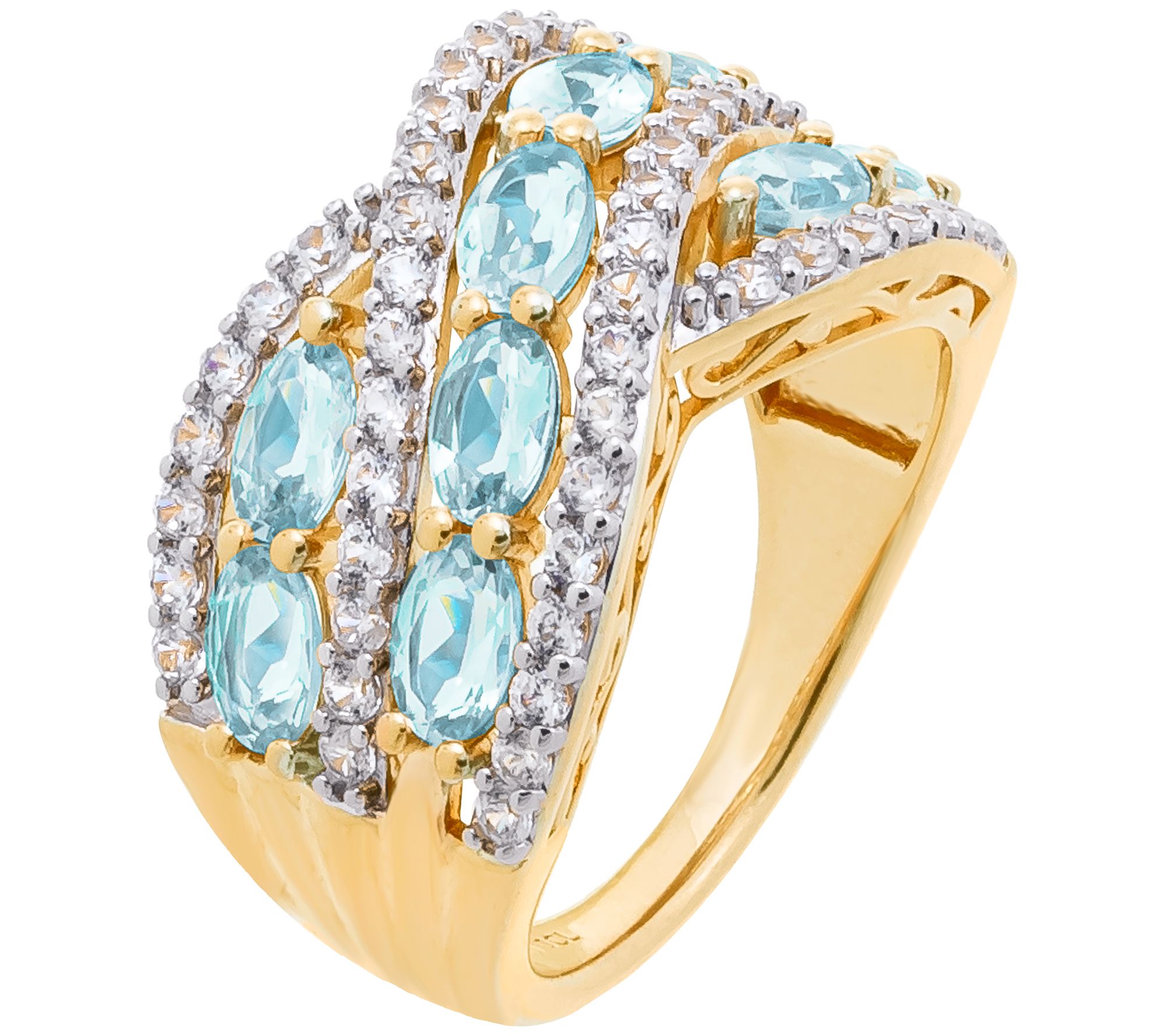 Affinity Gems Criss-Cross Gemstone Band Ring, 14K Gold Plated