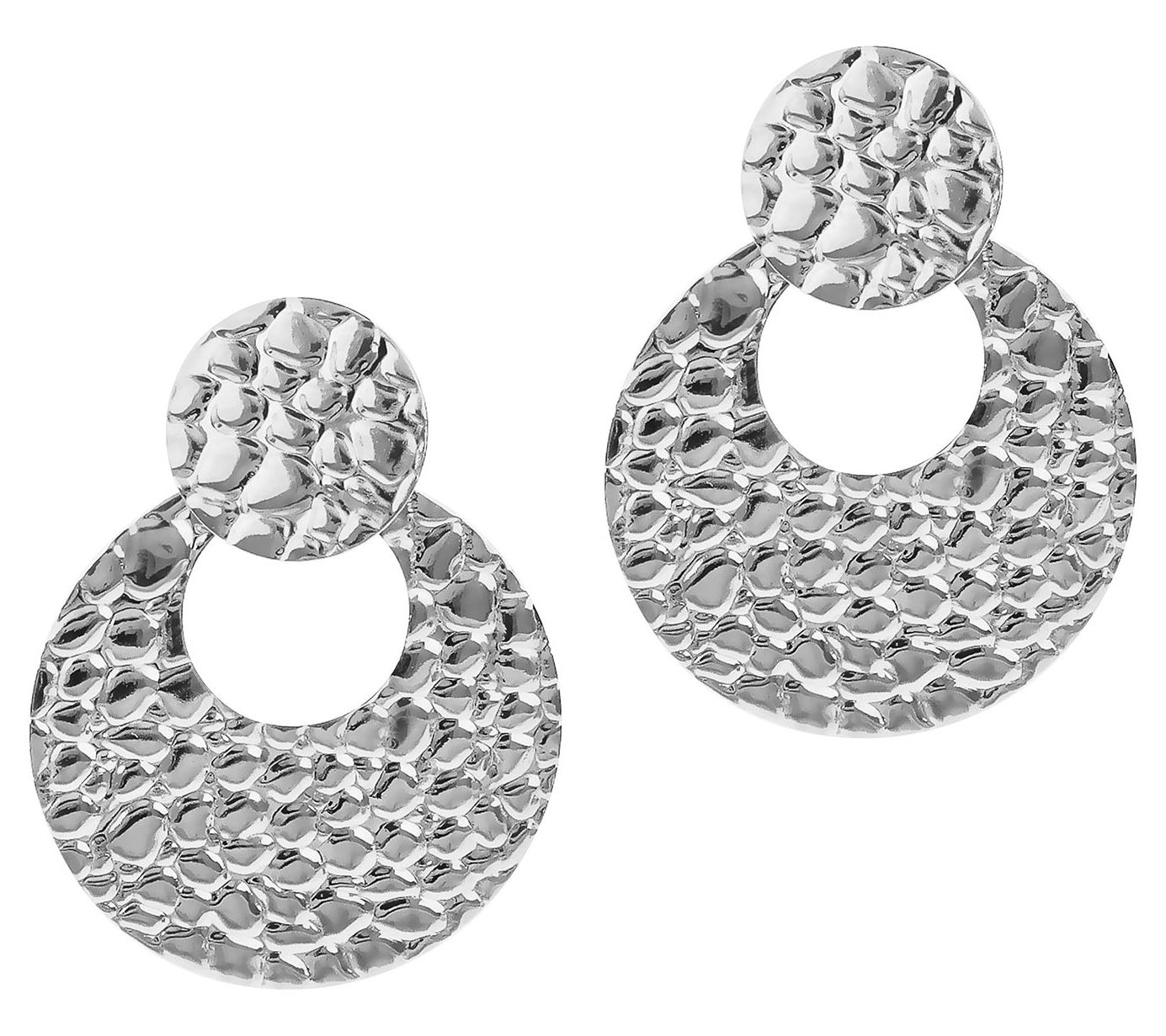 Steel By Design Textured Round Door Knocker Earrings