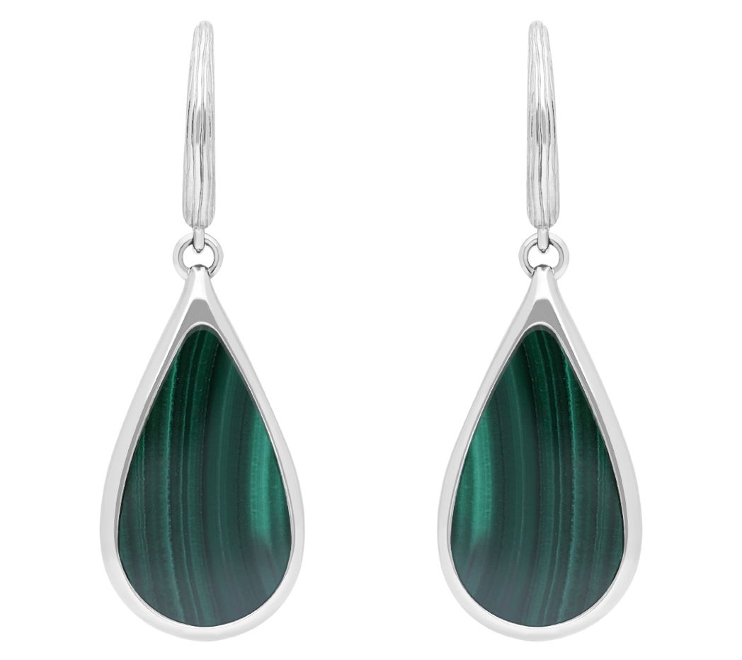 Ariva Sterling Silver Malachite Teardrop Earrings