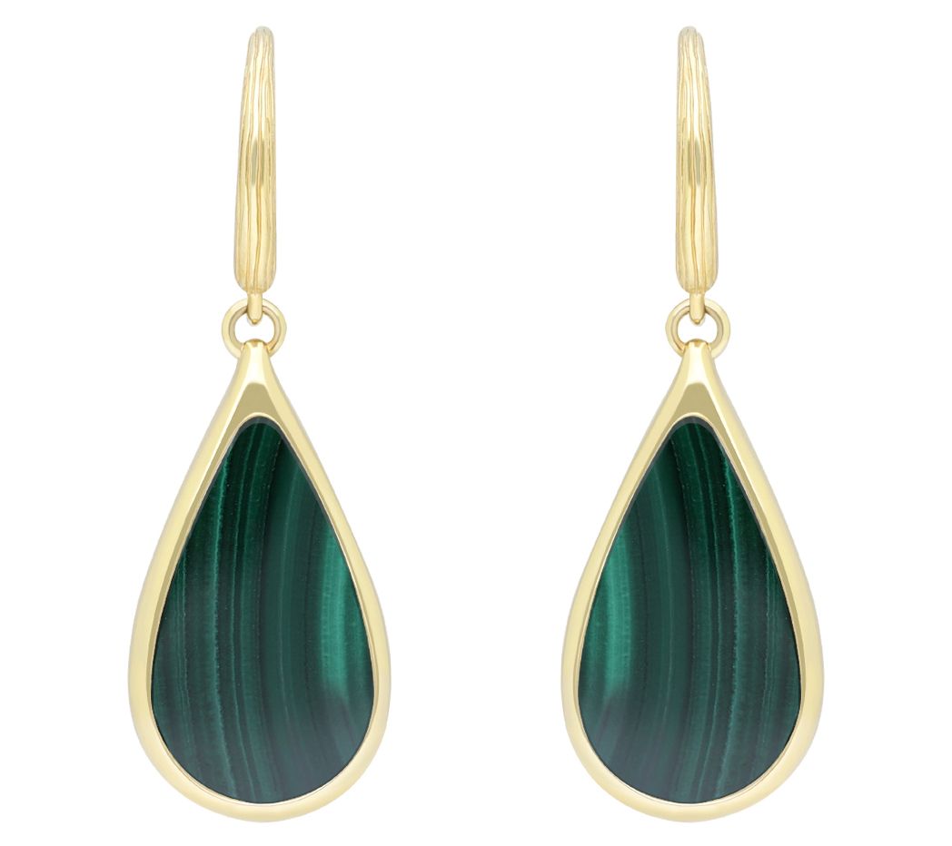 Ariva Sterling Silver Malachite Teardrop Earrings
