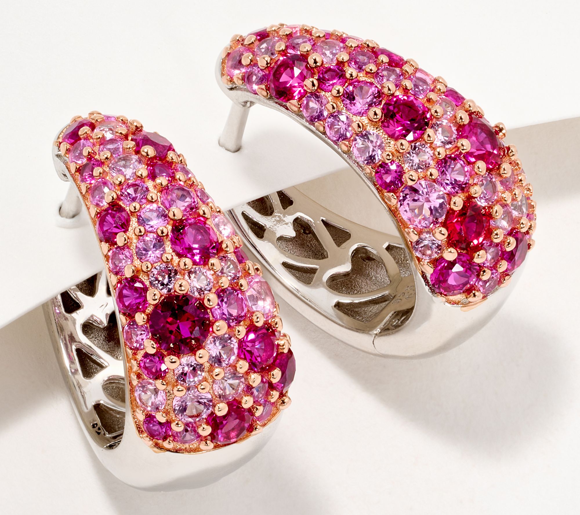 Diamonique x Jennifer Miller Pink Cobblestone Hoops, Sterling