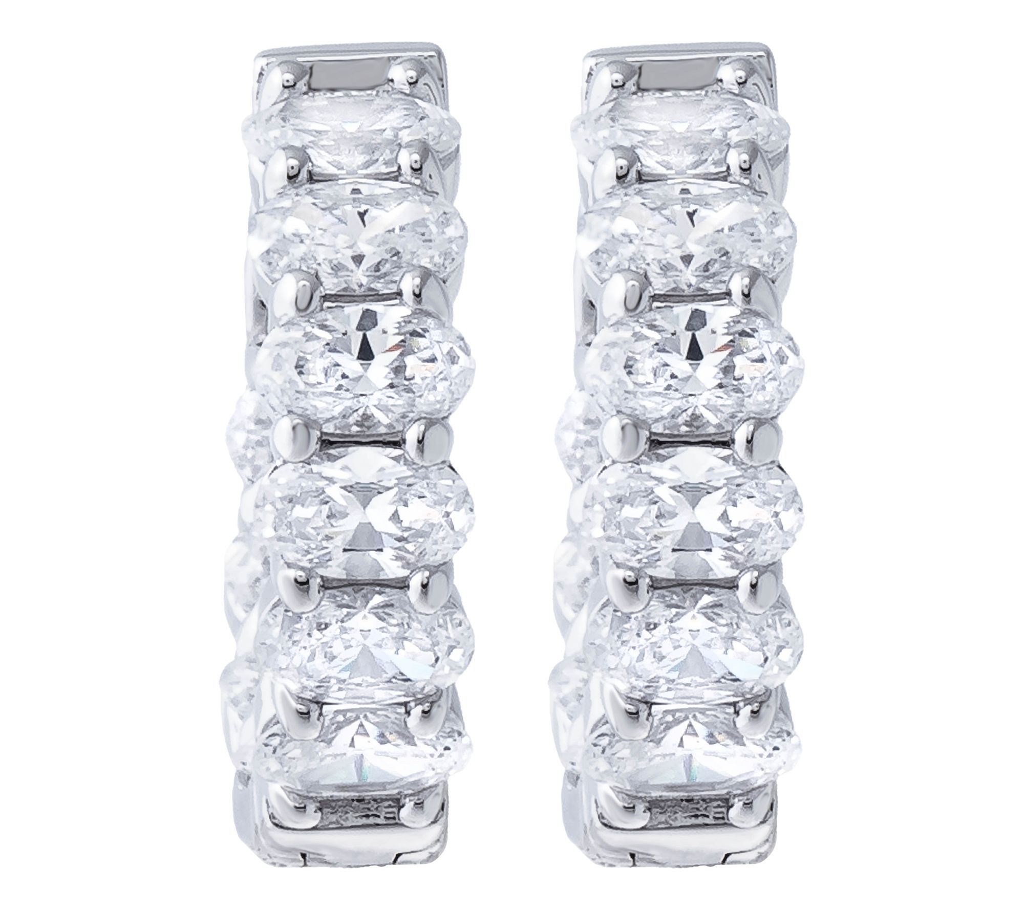 Diamonique 5.00 cttw Oval-Cut Hoop Earrings, Strling Silver