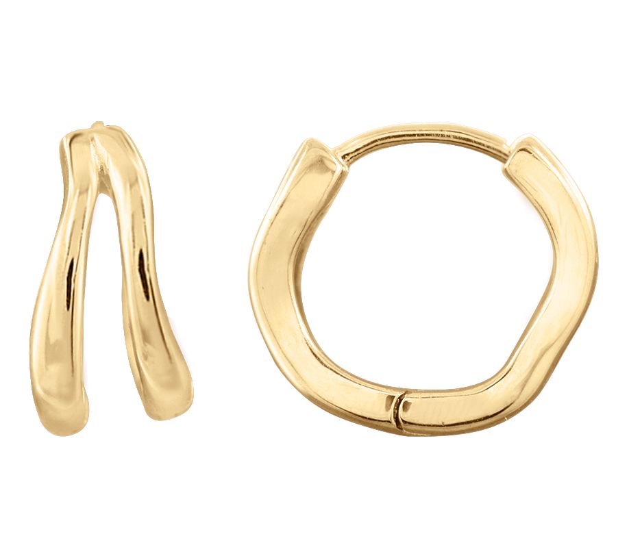 14K Gold Plated Open Wave Hoop Earrings